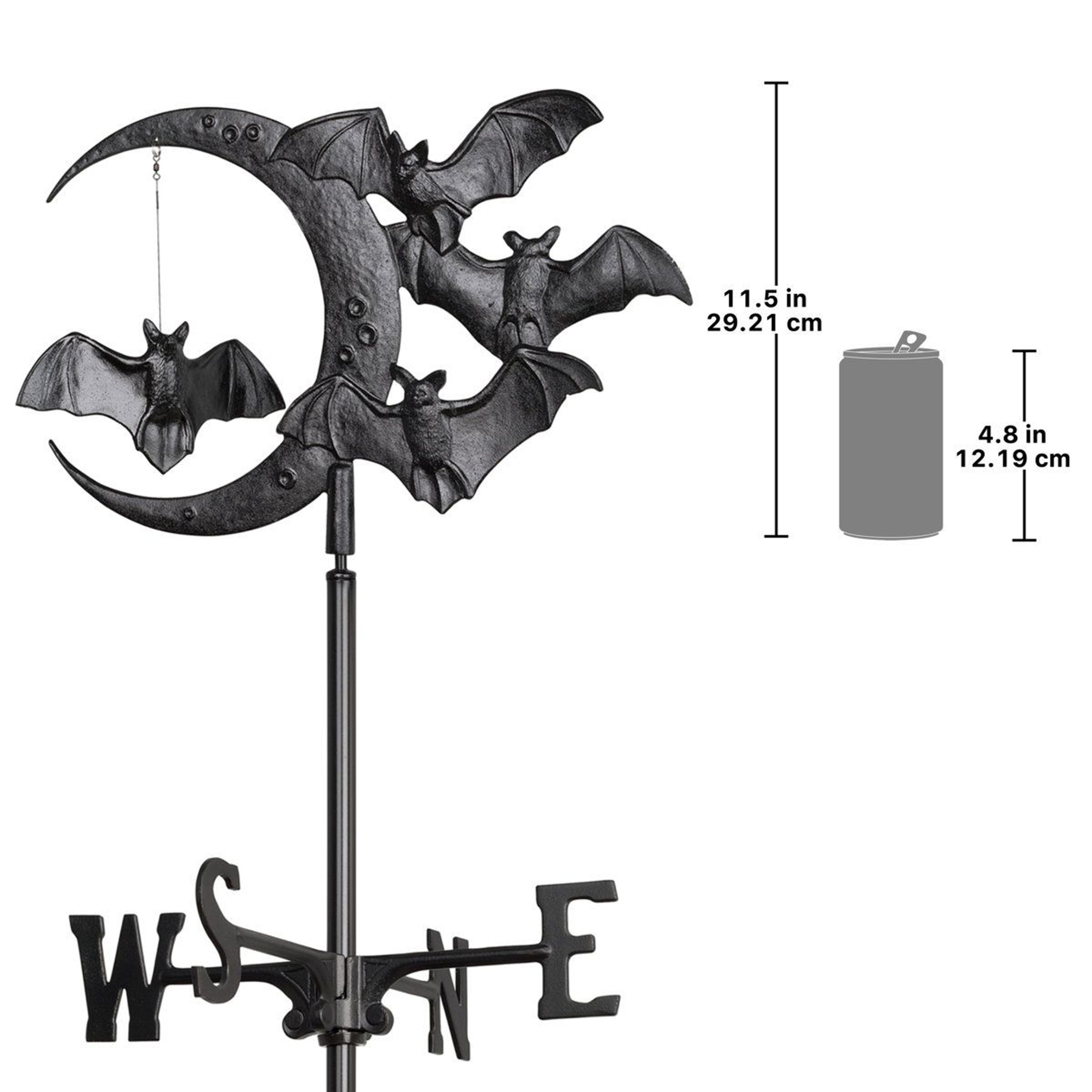 Crescent Moon Vampire Bats Weathervane Rust Resistant Outdoor Halloween Decor 1