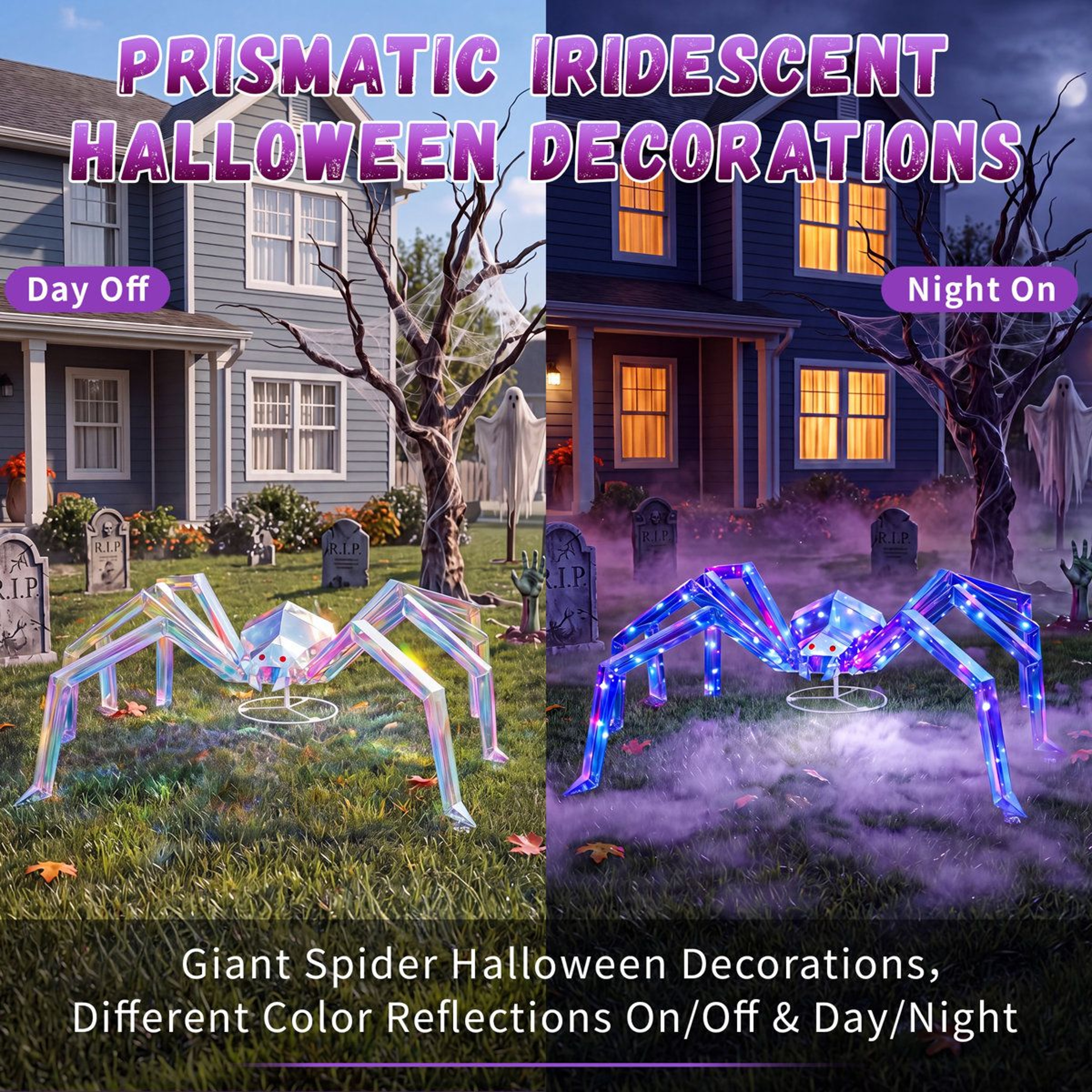 Long Legged Lighted Halloween Spider Outdoor Yard Decoration With Multicolor LED Lights 2