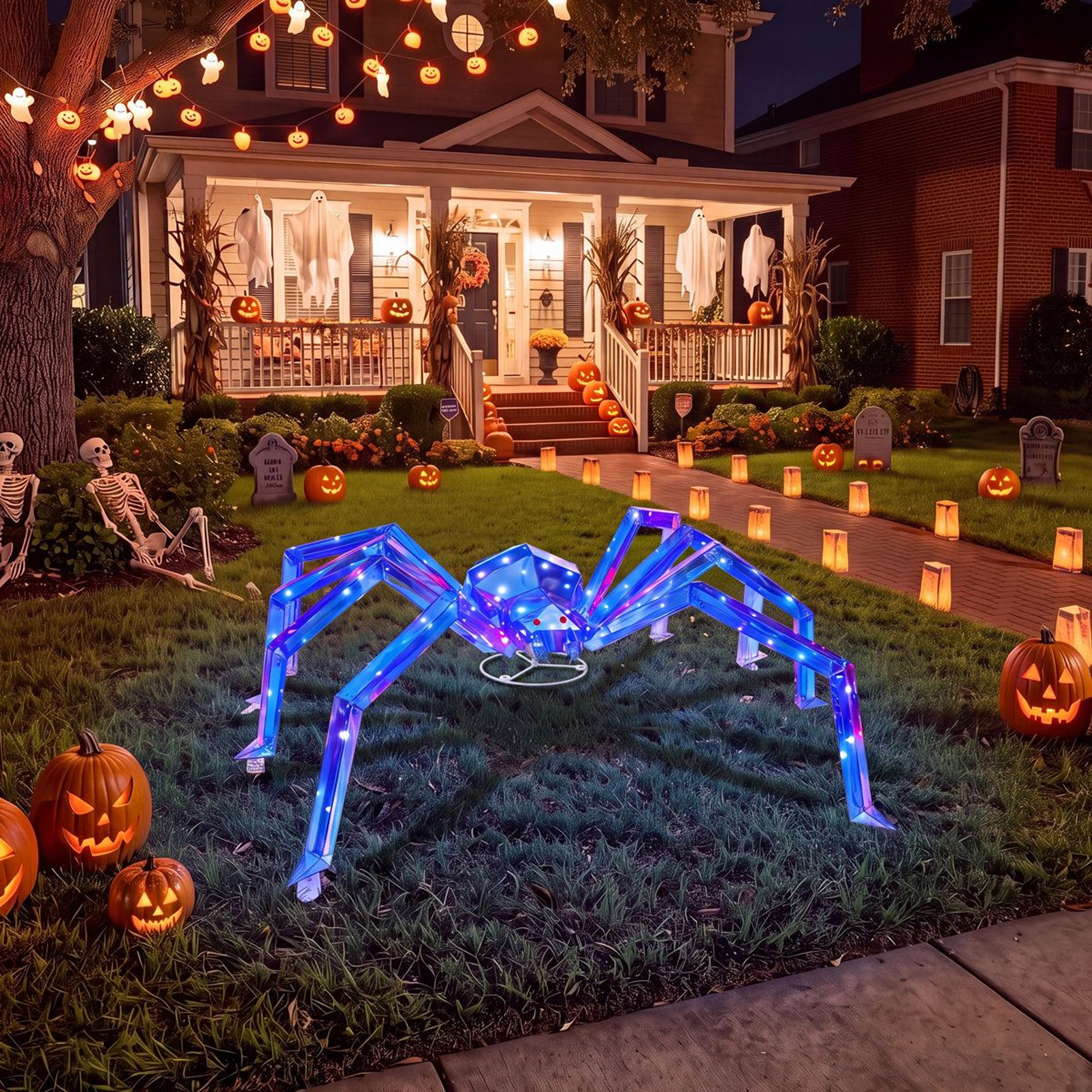 Long Legged Lighted Halloween Spider Outdoor Yard Decoration With Multicolor LED Lights 5