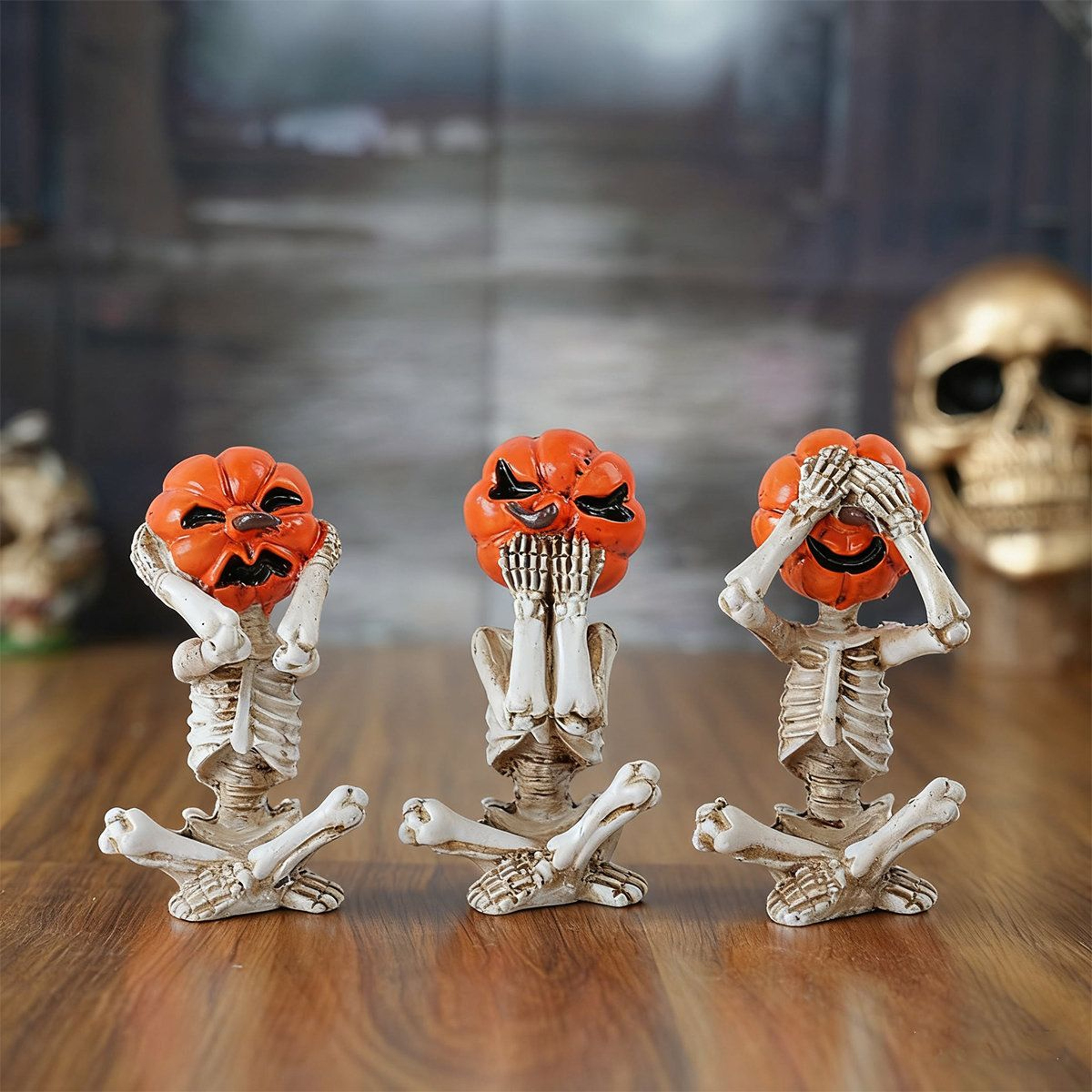 Halloween Skeleton Pumpkin Skull Figurines For Indoor And Outdoor Decor 0