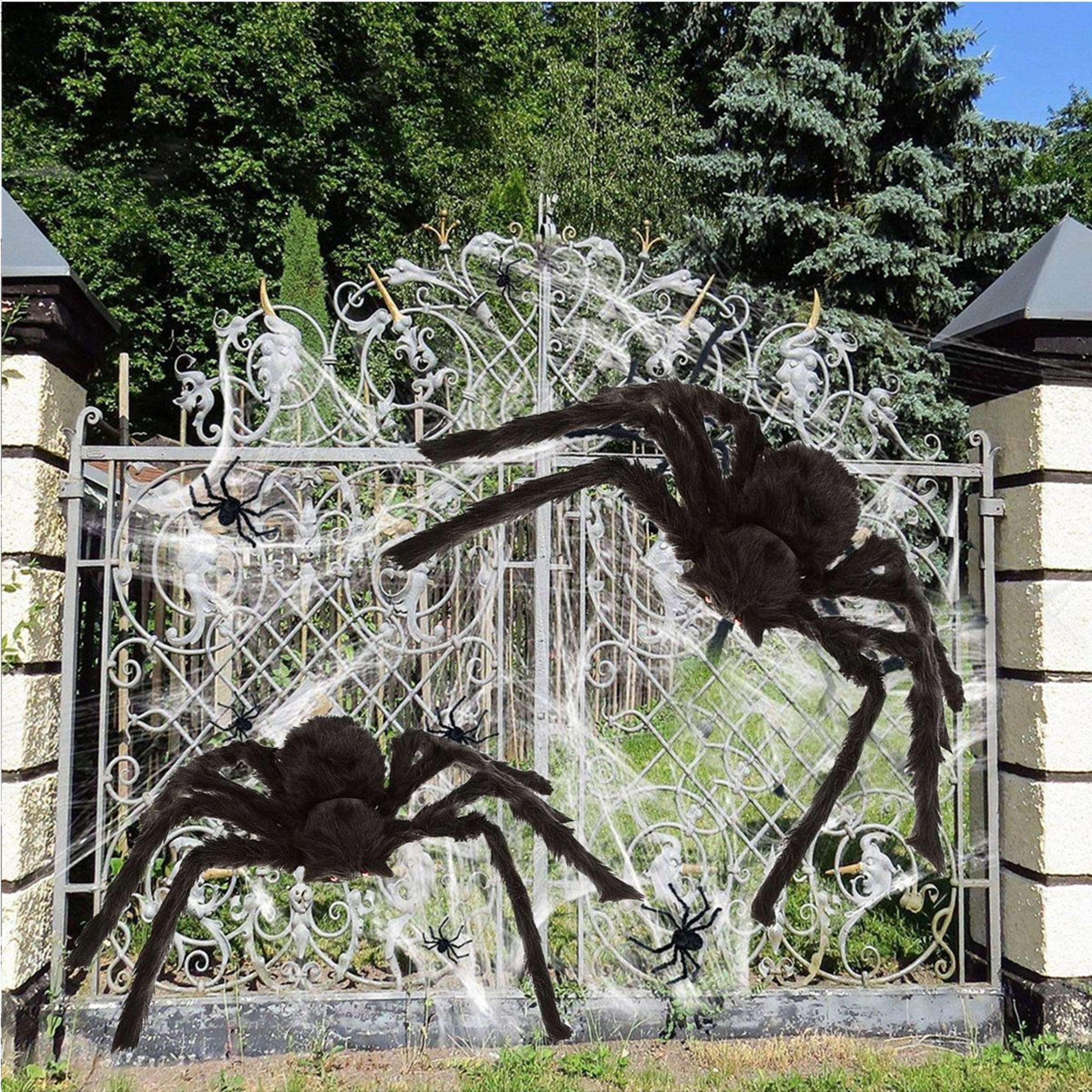Giant Black Halloween Spiders Plush Indoor Outdoor Decorations 5