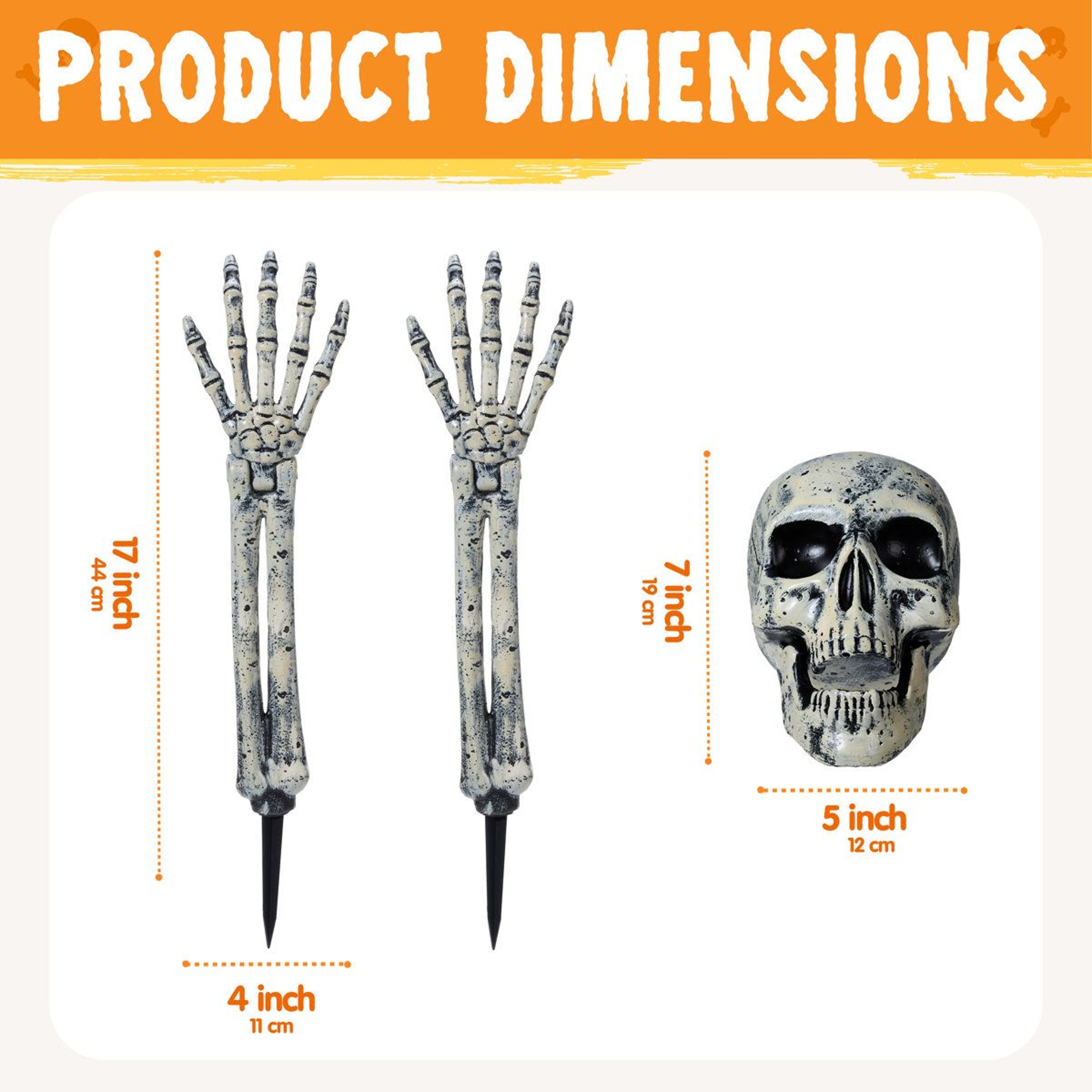 Halloween Skeleton Yard Stakes Gray Groundbreaker Skull Decorations 2