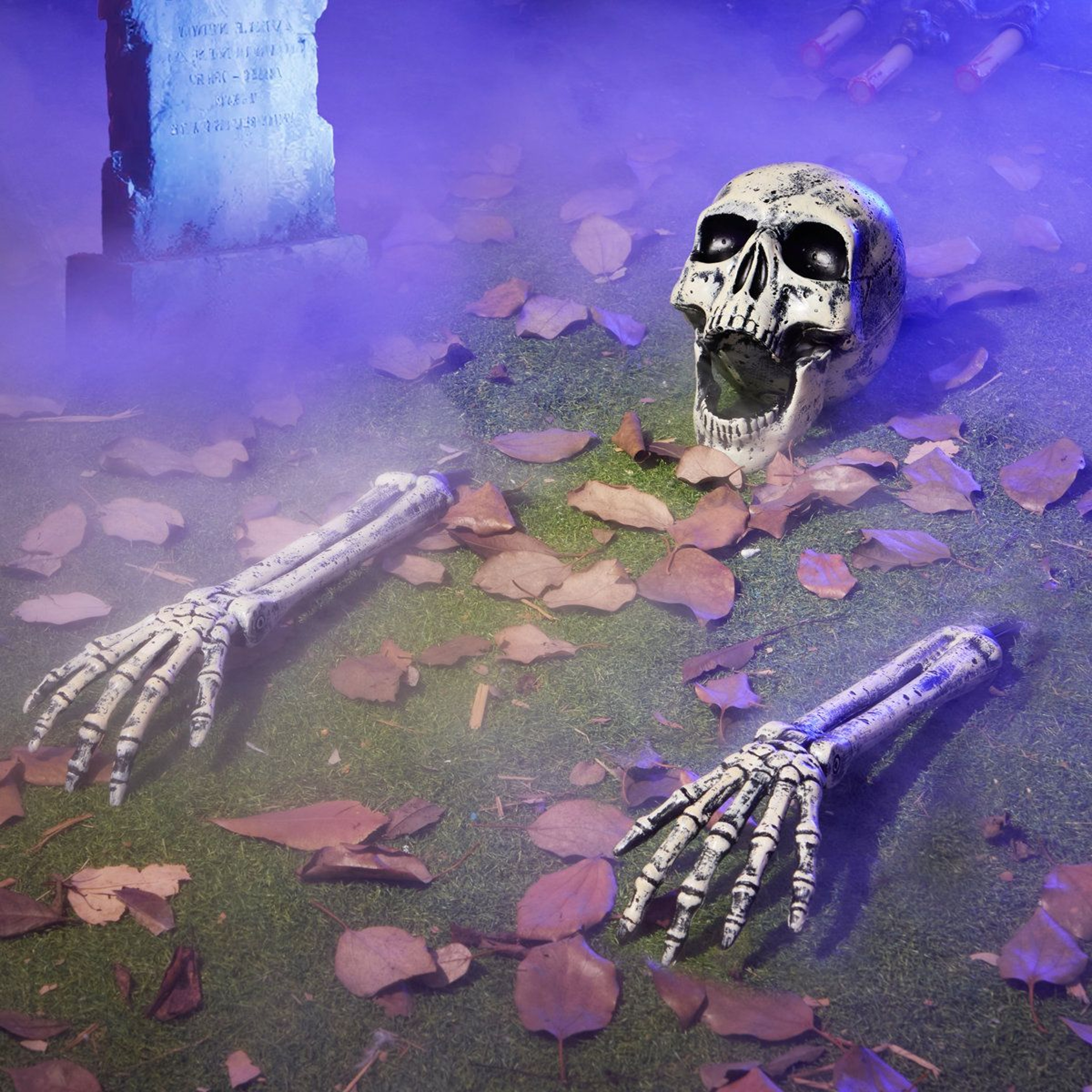 Halloween Skeleton Yard Stakes Gray Groundbreaker Skull Decorations 4