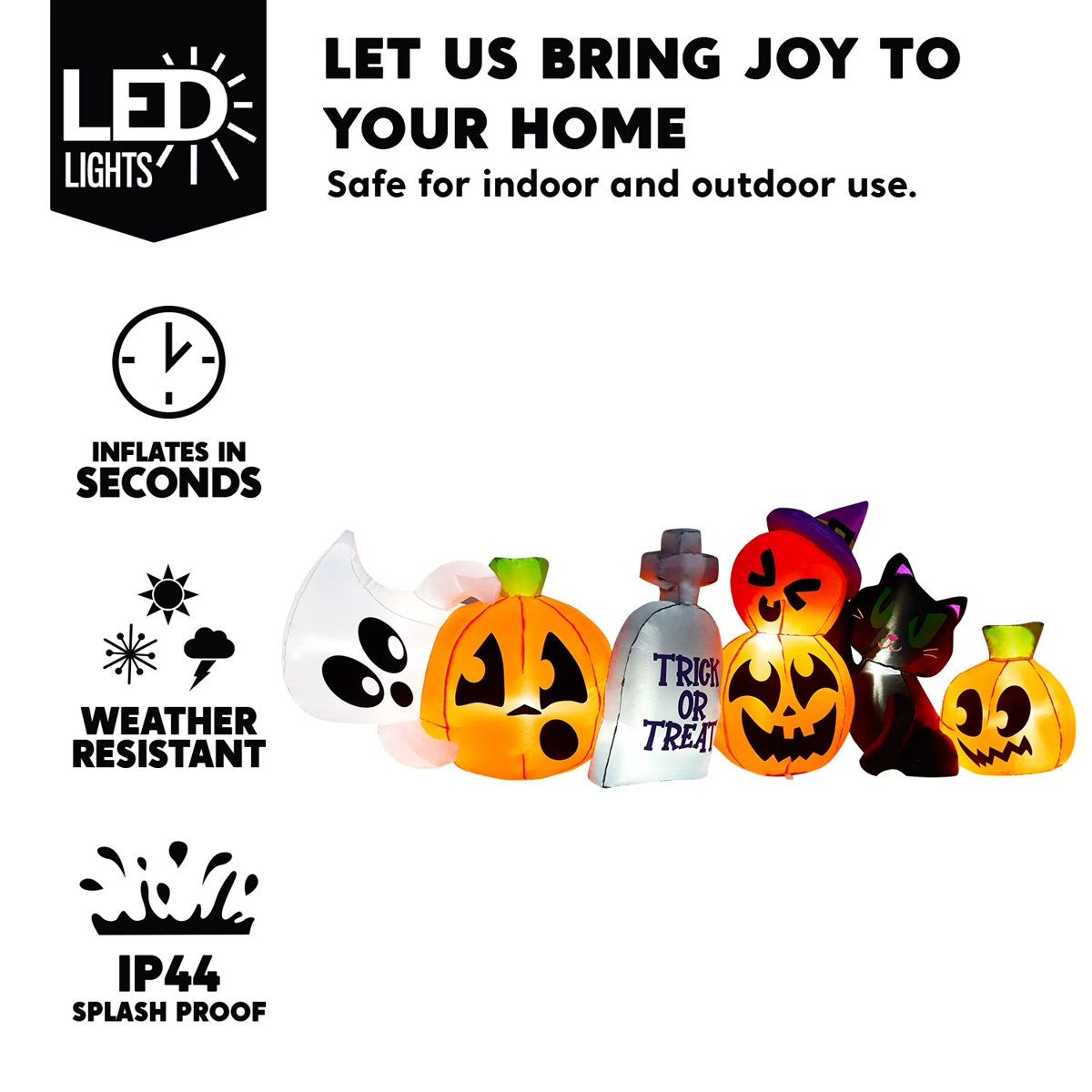 Halloween Inflatable Yard Decoration With Pumpkin Ghost Cat And Tombstone Design 1