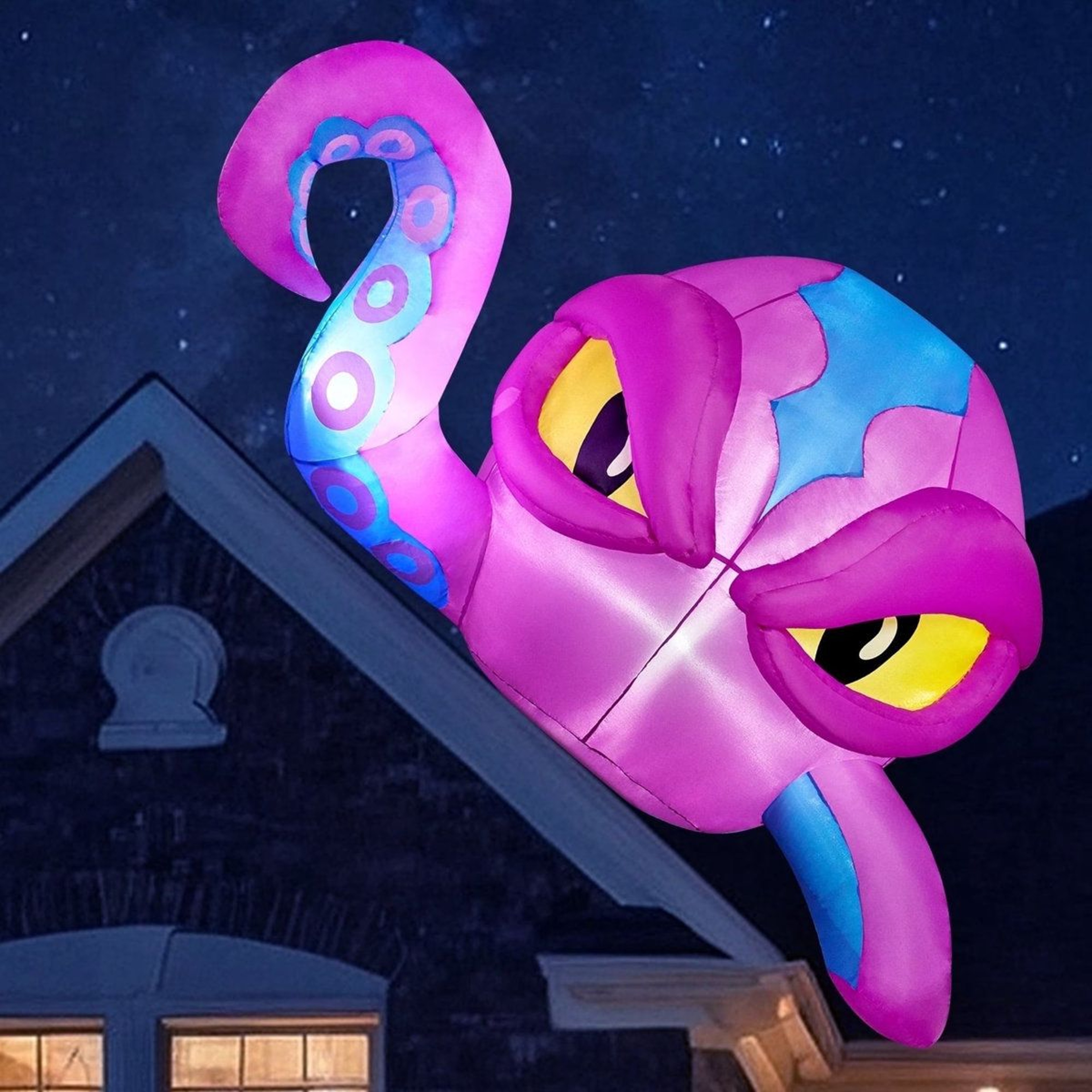 Halloween Inflatable Octopus With LED Lights In Purple 0