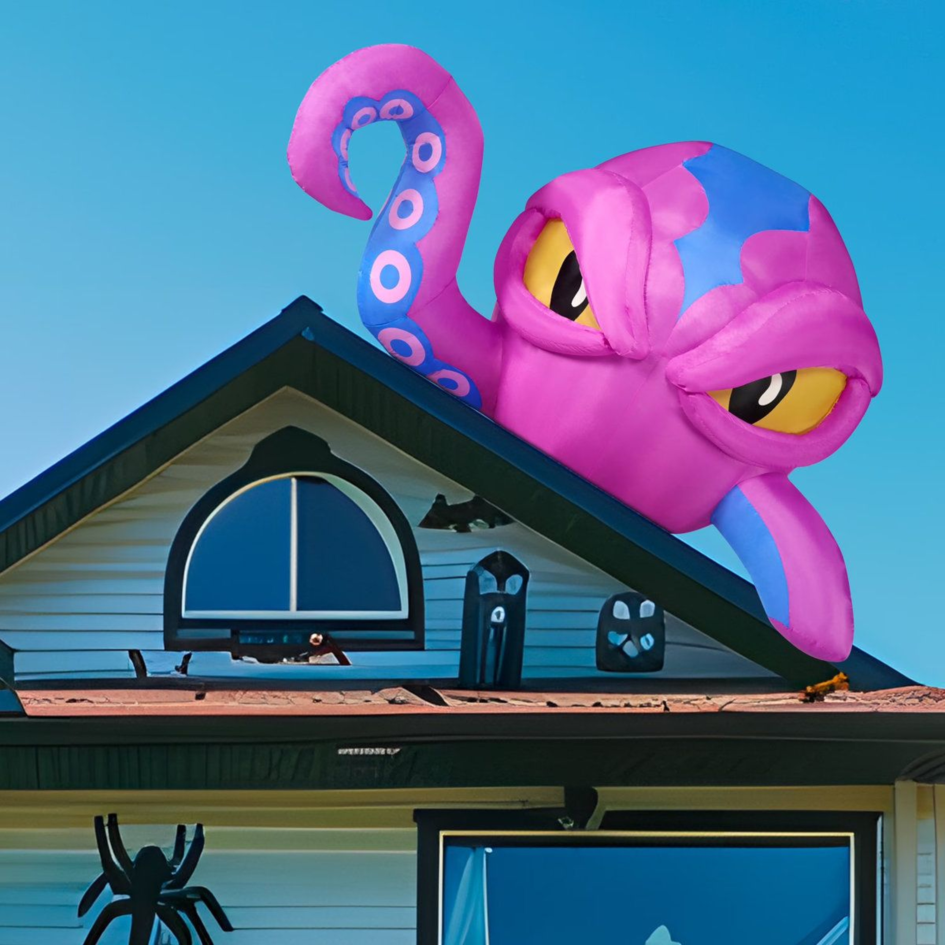Halloween Inflatable Octopus With LED Lights In Purple 4