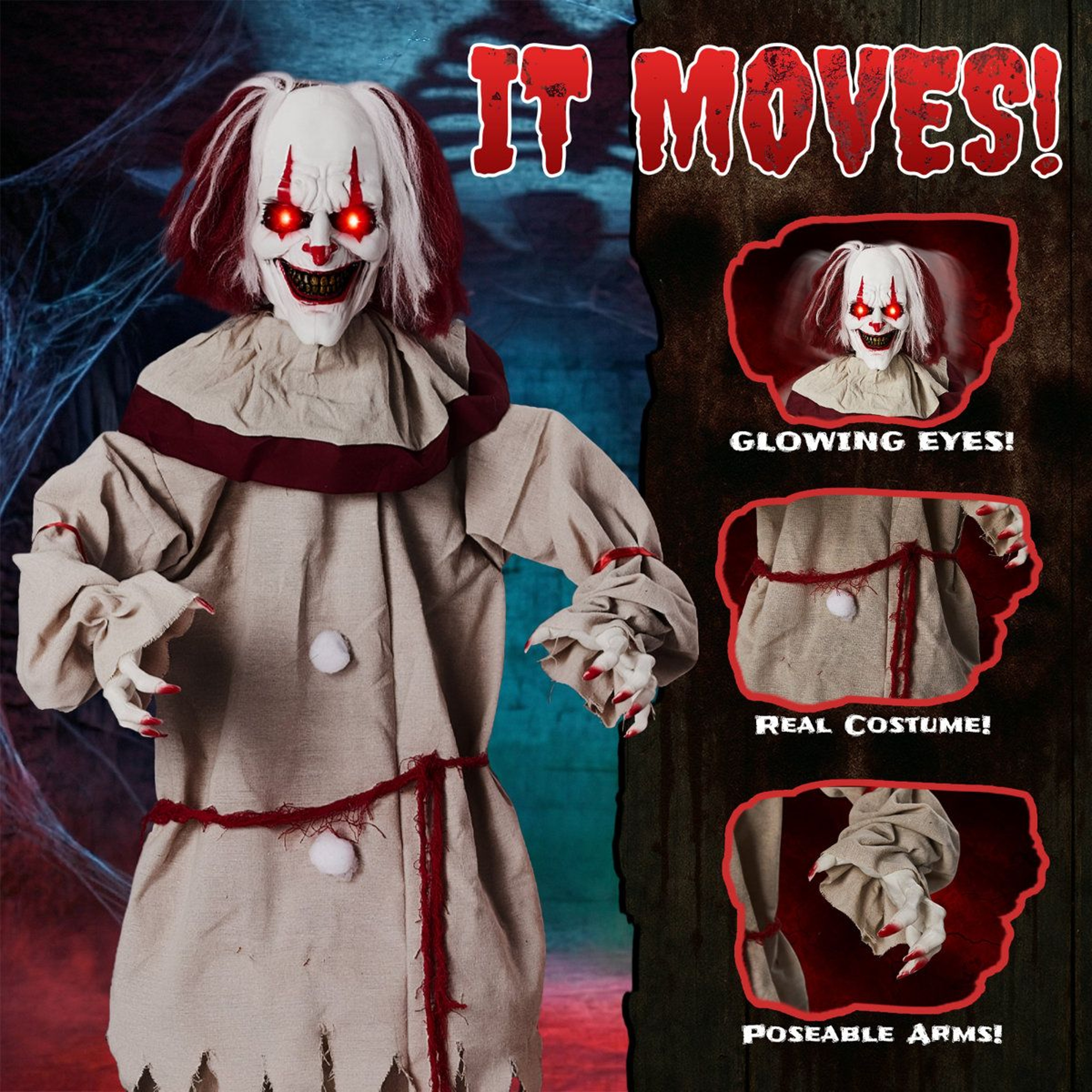 Halloween Animatronic Talking Clown With Balloon And Movable Arms 2
