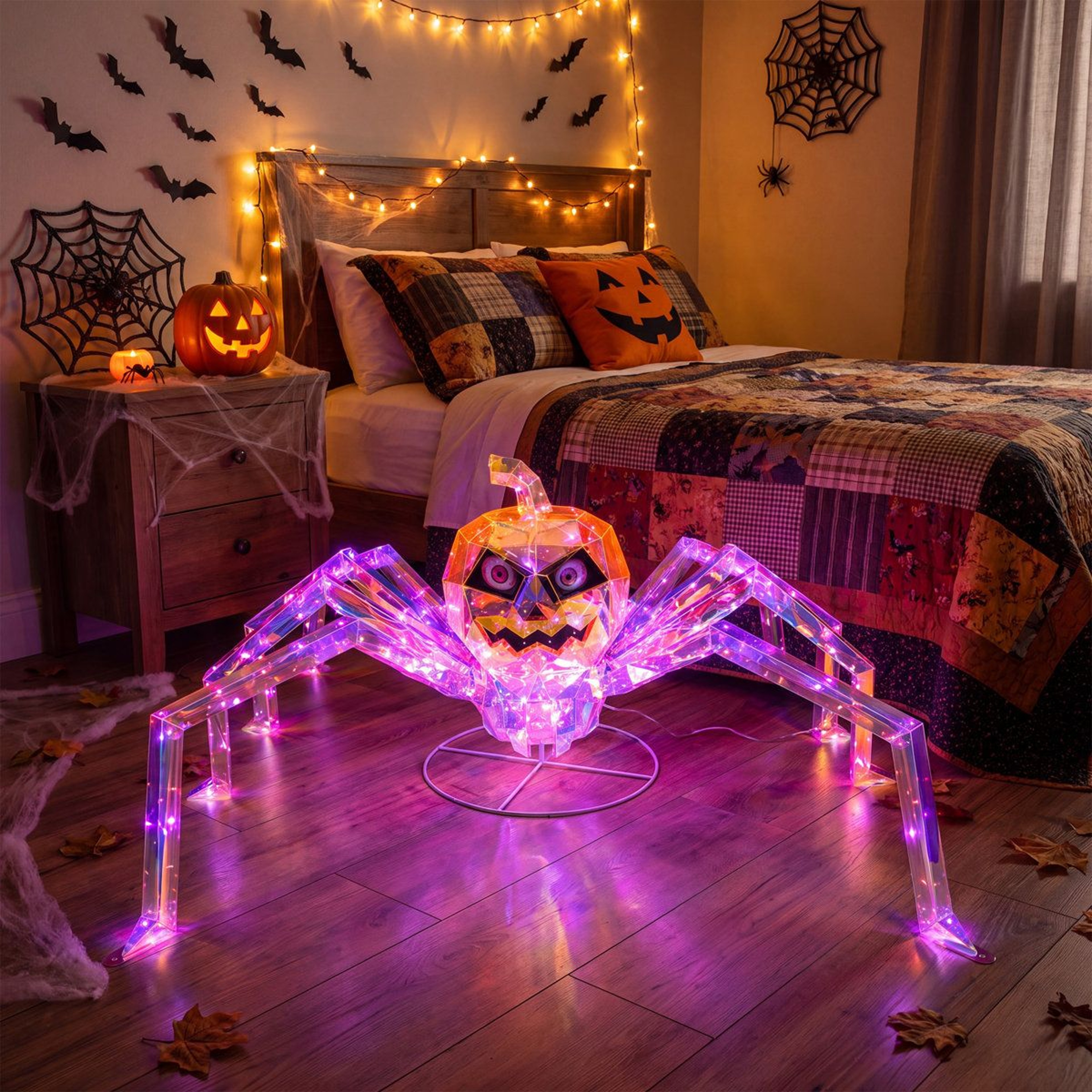 Halloween Pumpkin Spider Decorations With Multicolor LED Lights 4