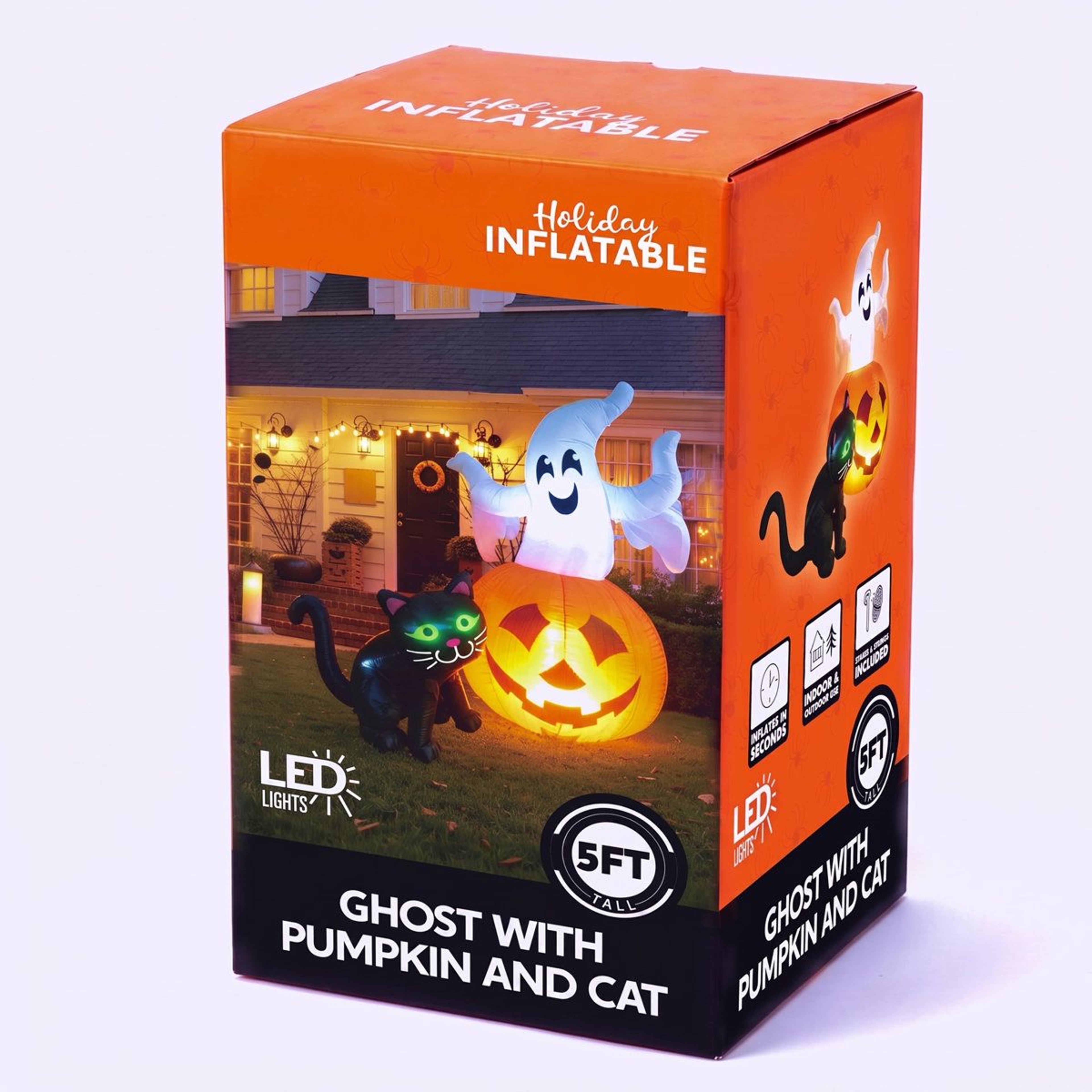 Halloween Ghost Inflatable Decoration With Pumpkin And Cat 5