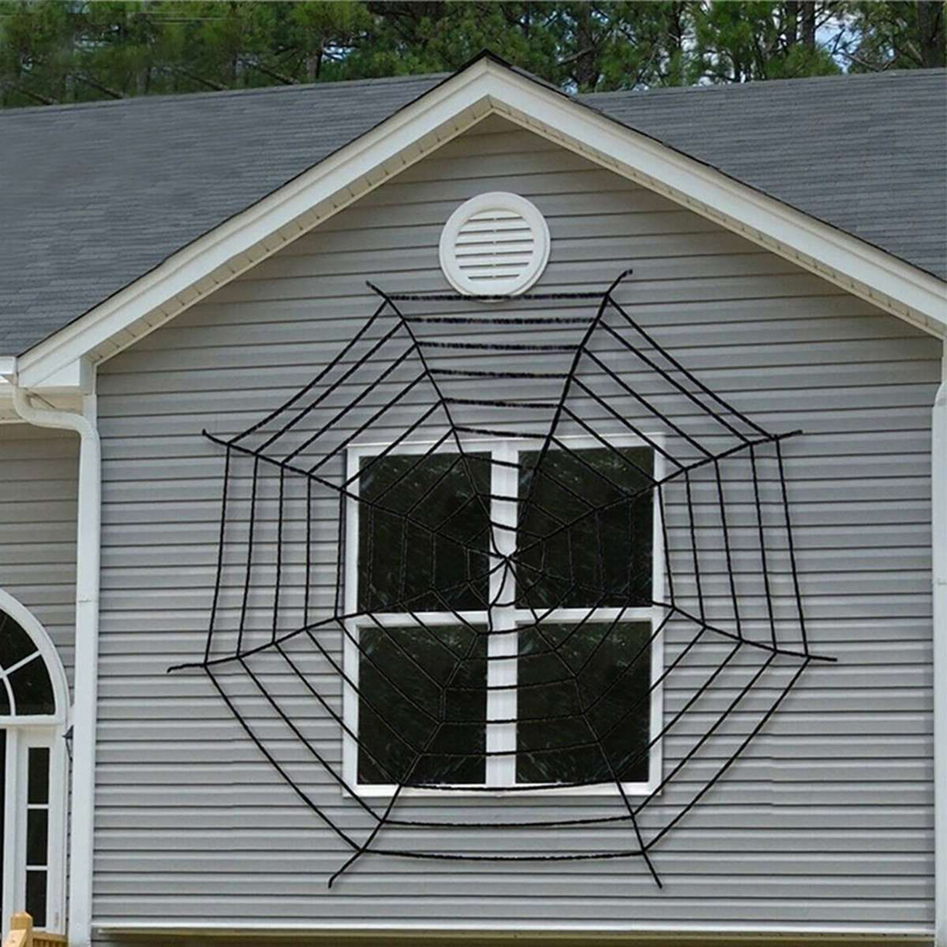 Giant Furry Halloween Spider With Web Set For Indoor And Outdoor Decorations 1
