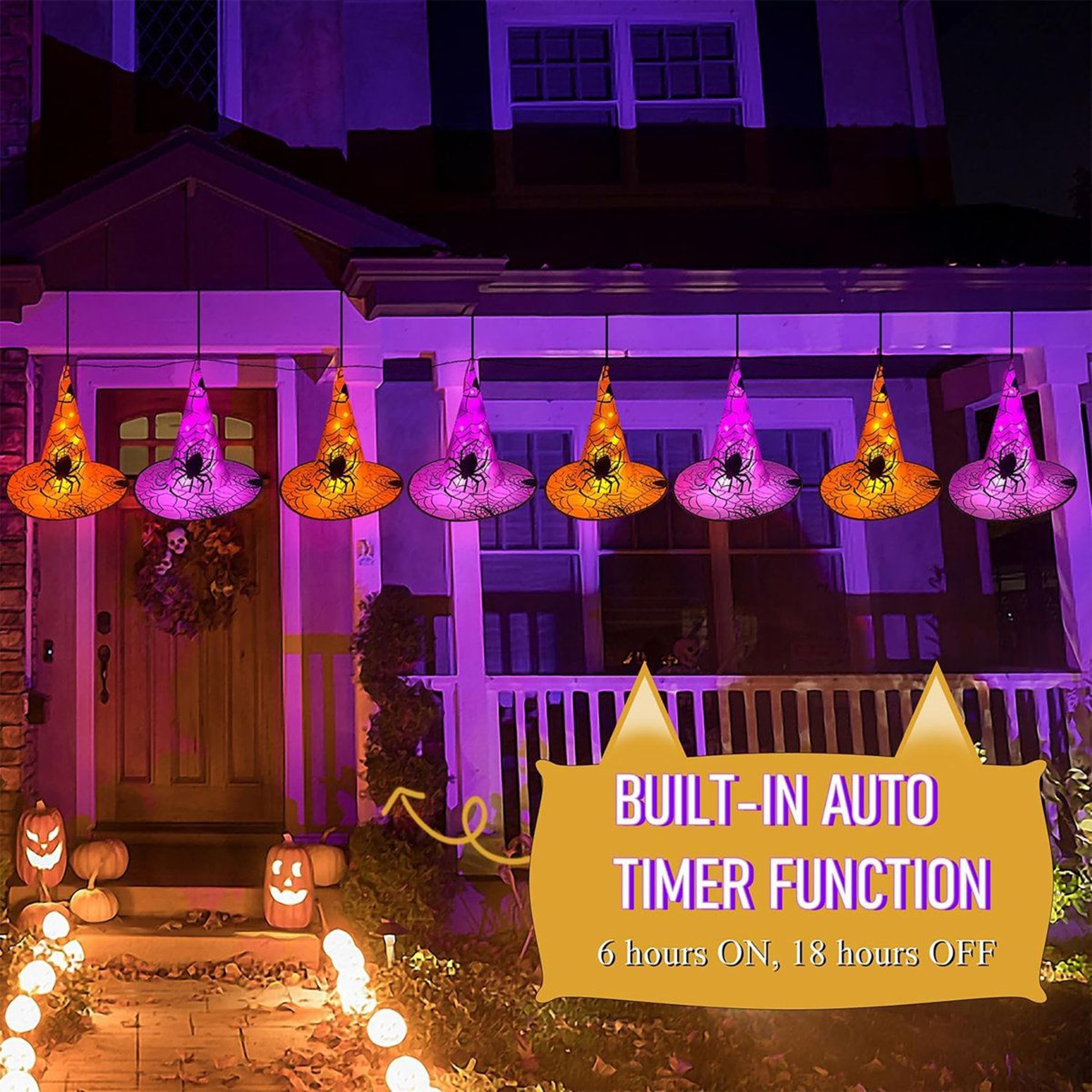 Halloween Outdoor LED Lights Battery Powered Orange Decoration 2