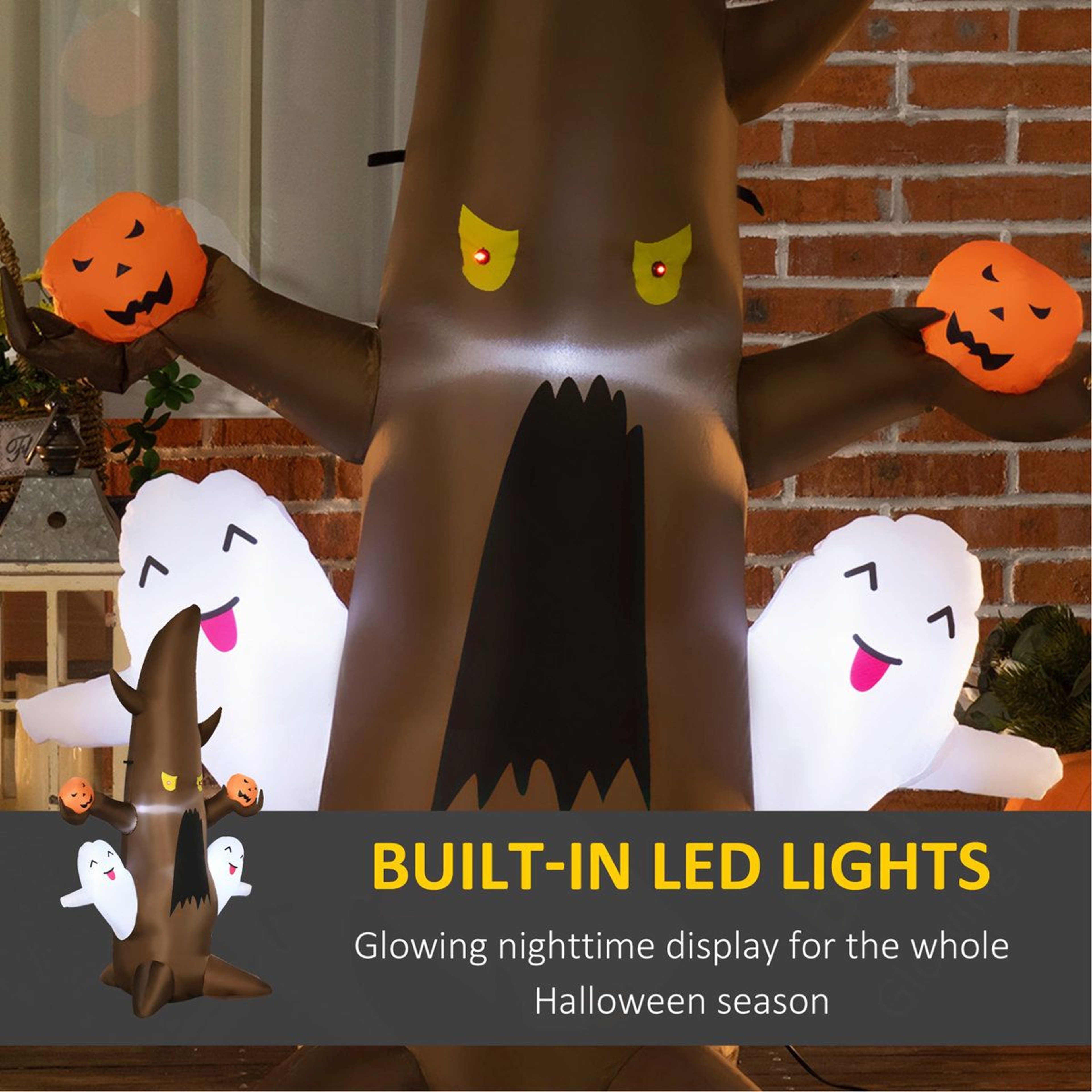 Halloween Inflatable Ghost Tree With Pumpkins And LED Lights 1