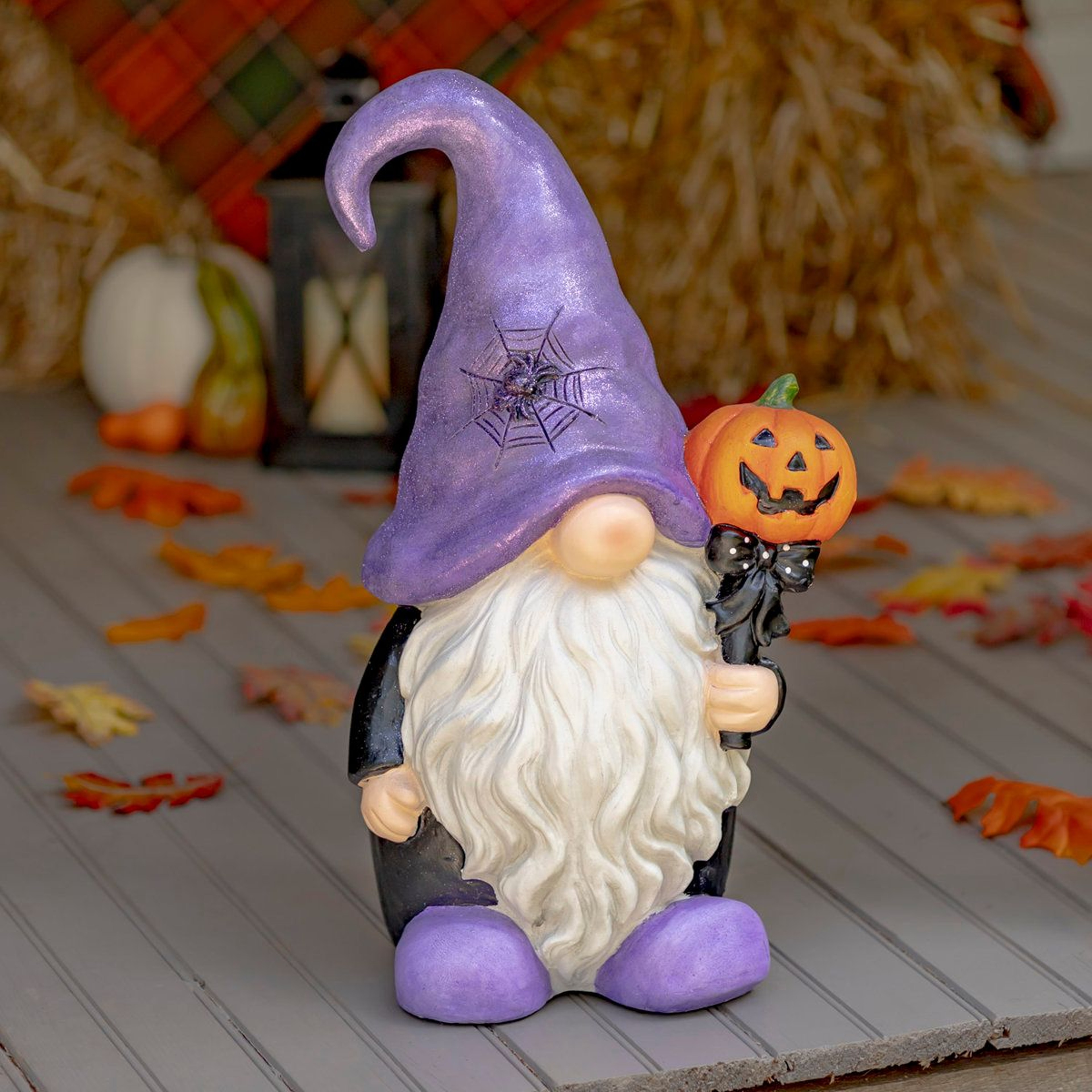 Freestanding Halloween Outdoor Jack O Lantern And Spider Figurine Decoration 3