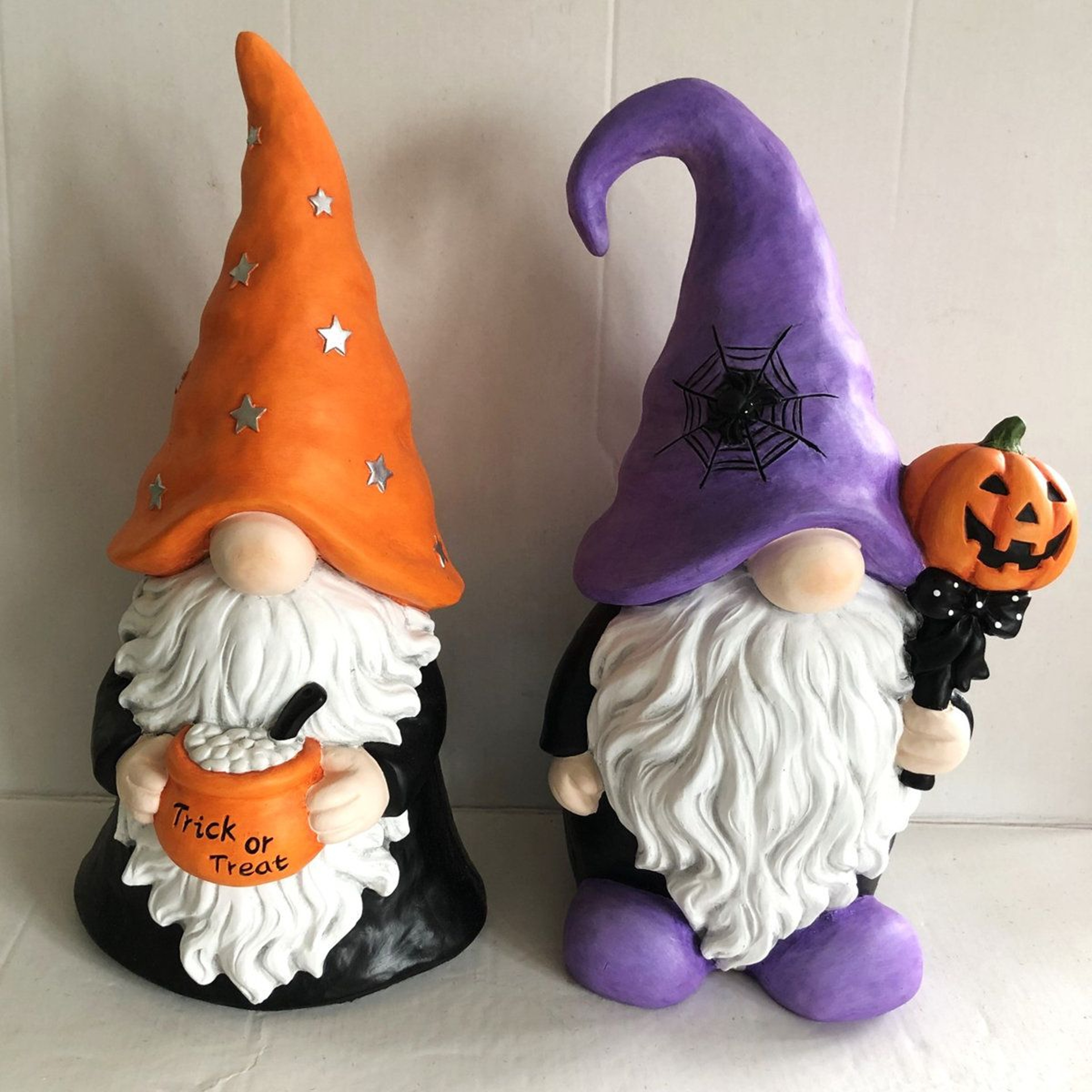 Freestanding Halloween Outdoor Jack O Lantern And Spider Figurine Decoration 0