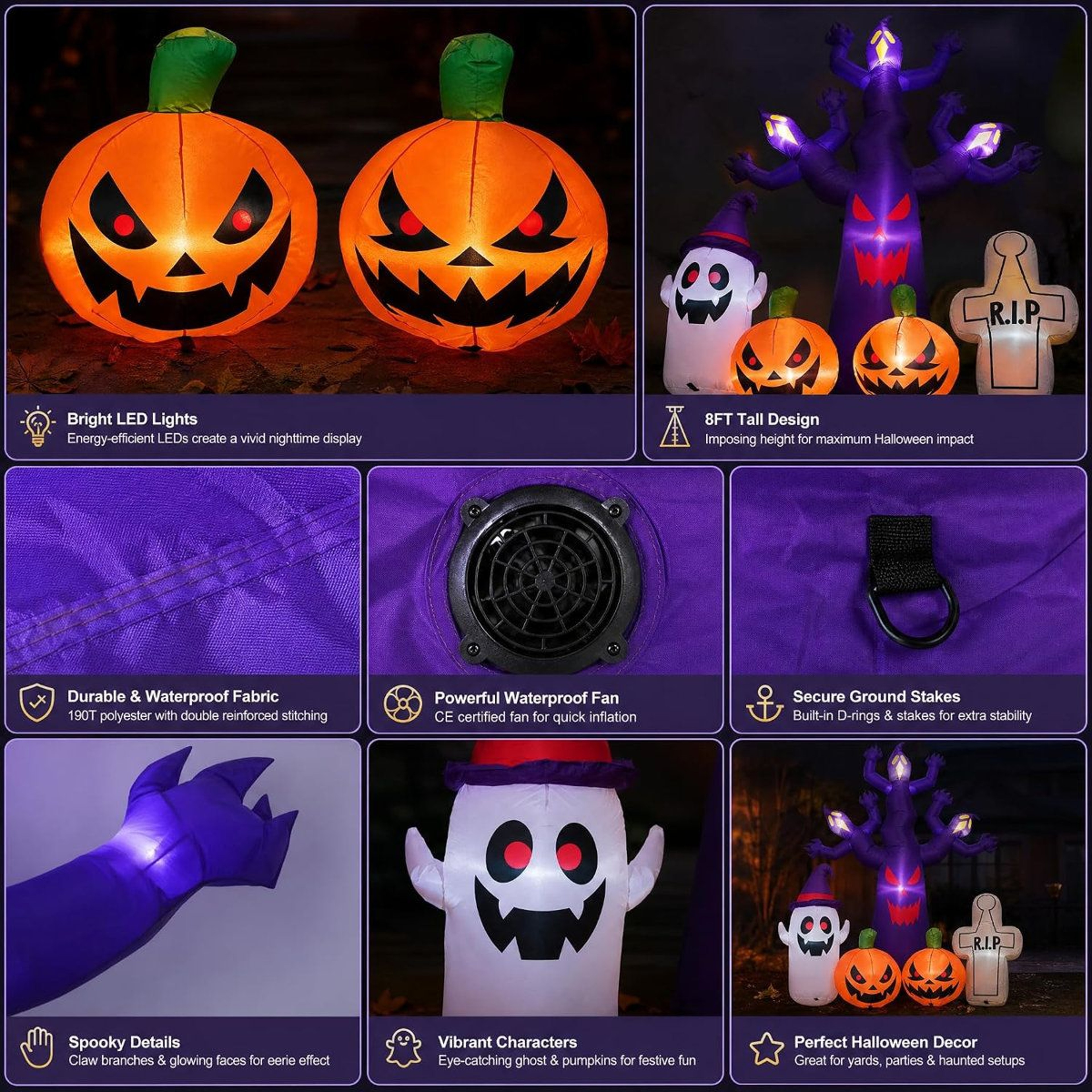 Halloween Inflatable Dead Tree With LED Lights And Spooky Decorations 1