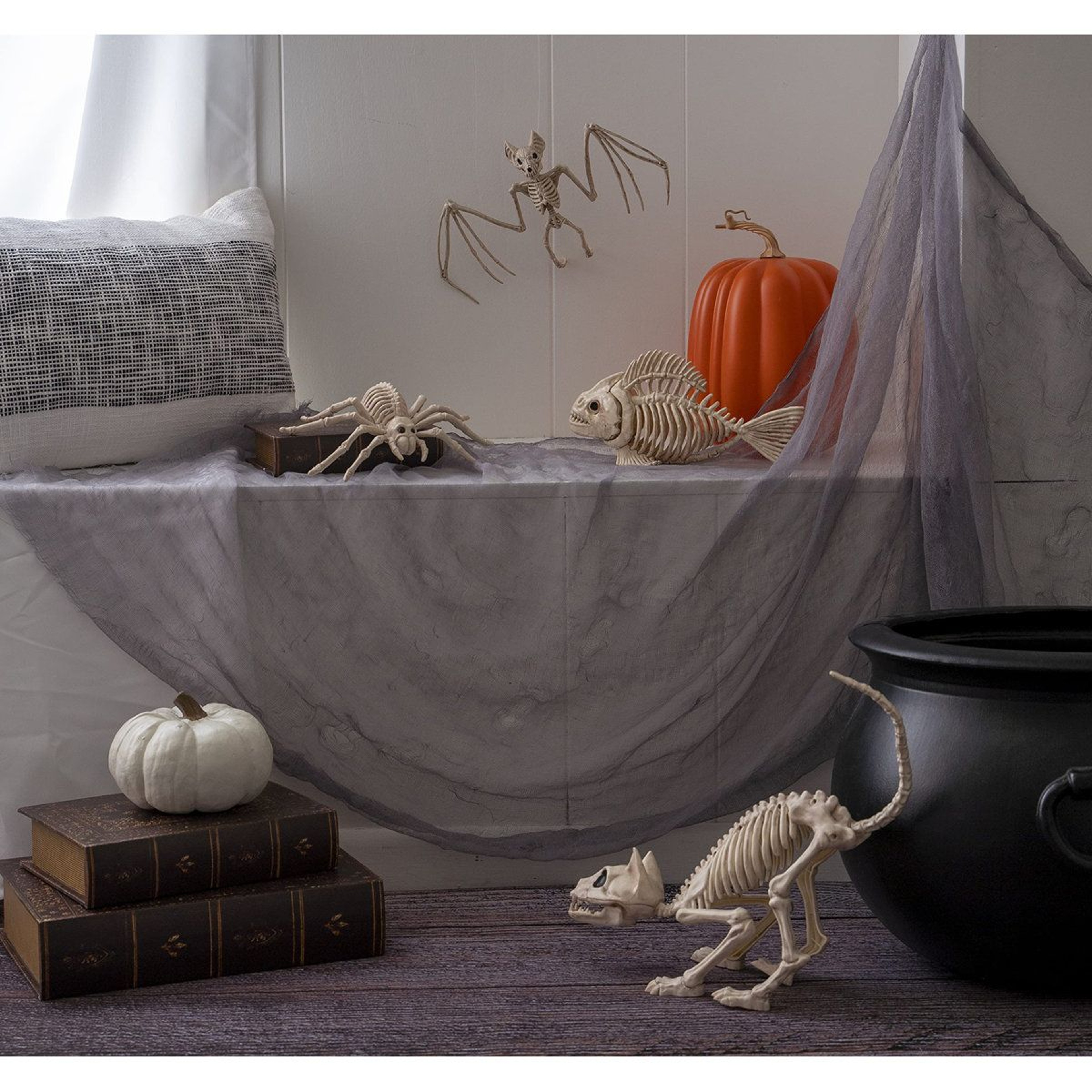 Halloween Skeleton Figurine White Plastic Outdoor 1