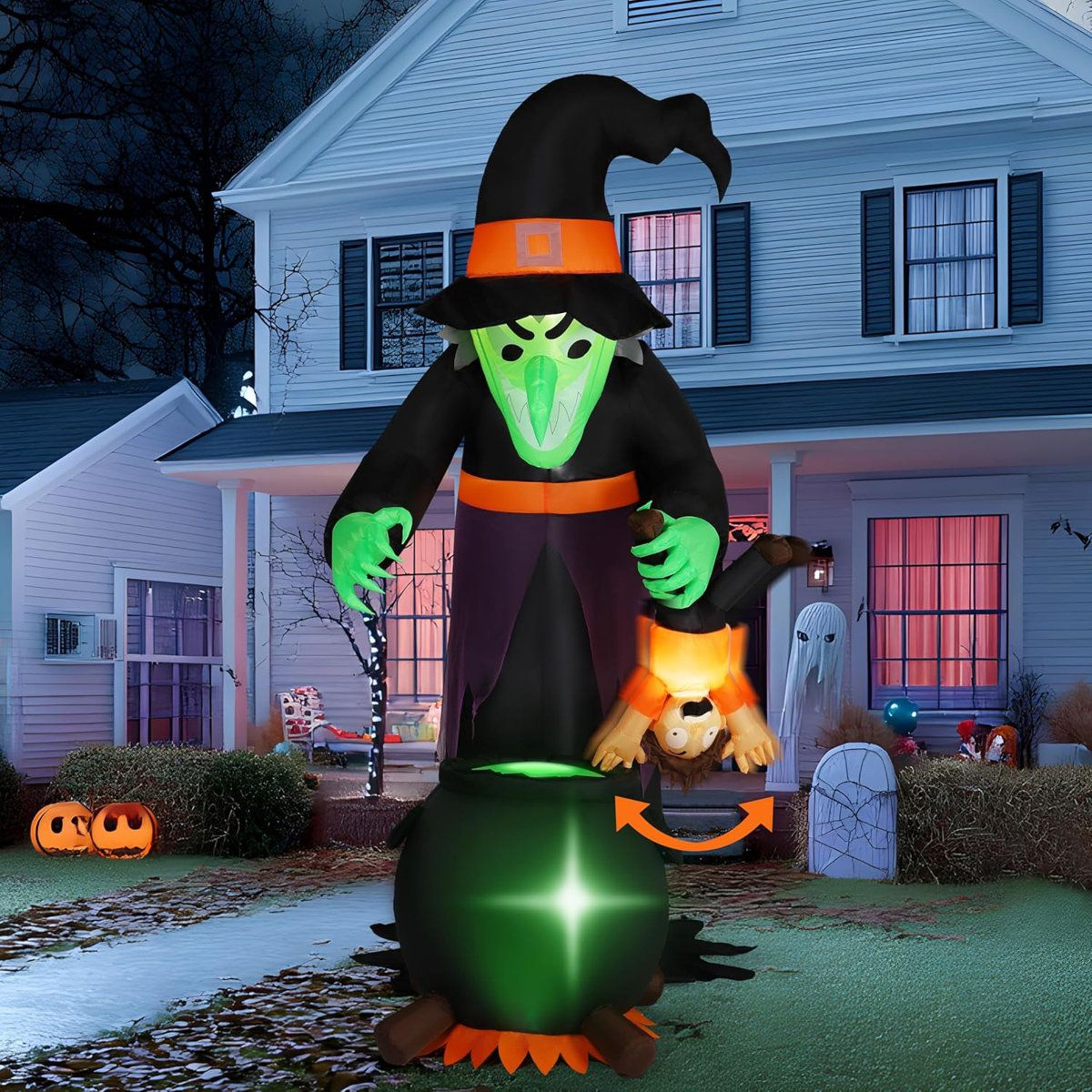 Animated Halloween Witch Inflatable Decoration With LED Lights 0