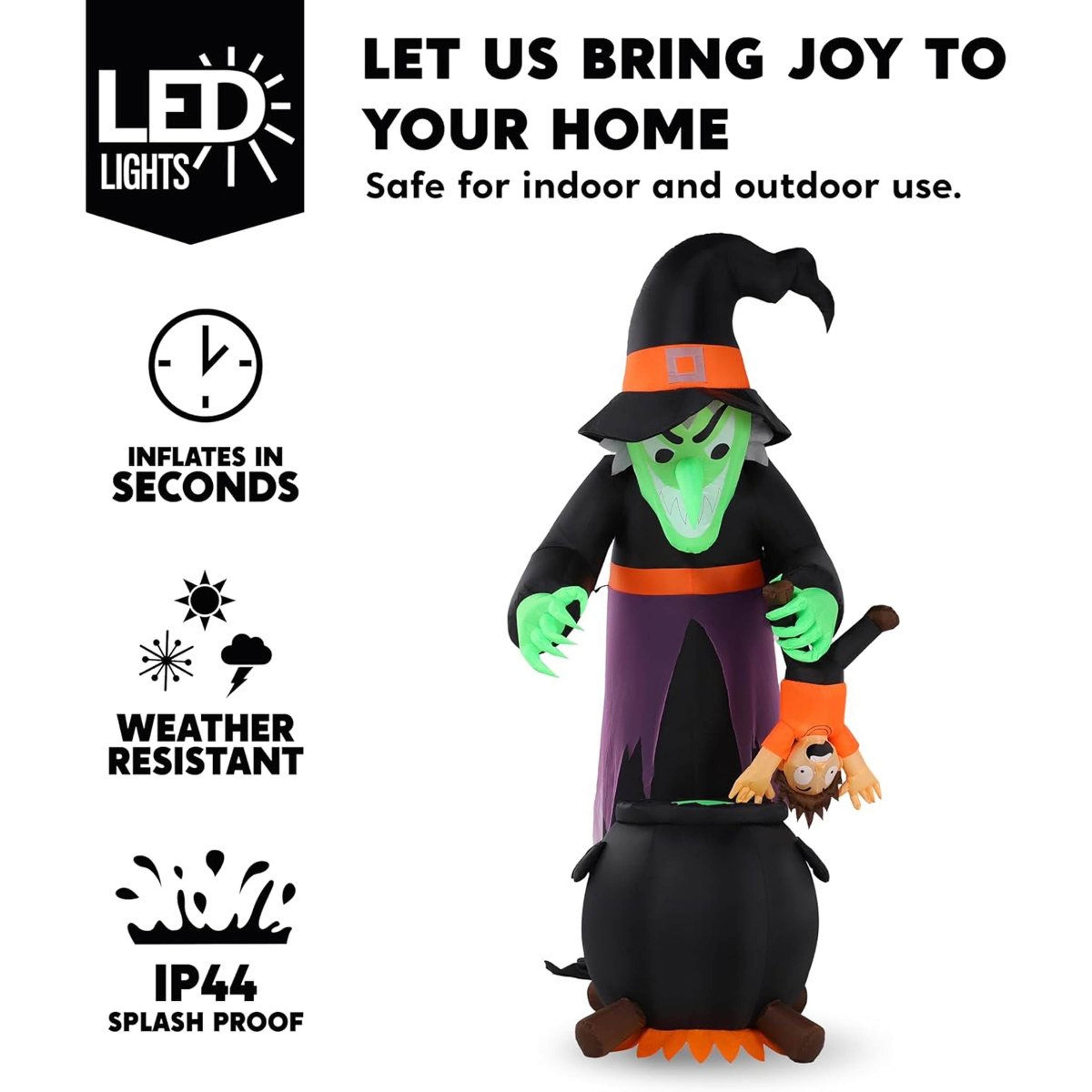 Animated Halloween Witch Inflatable Decoration With LED Lights 1