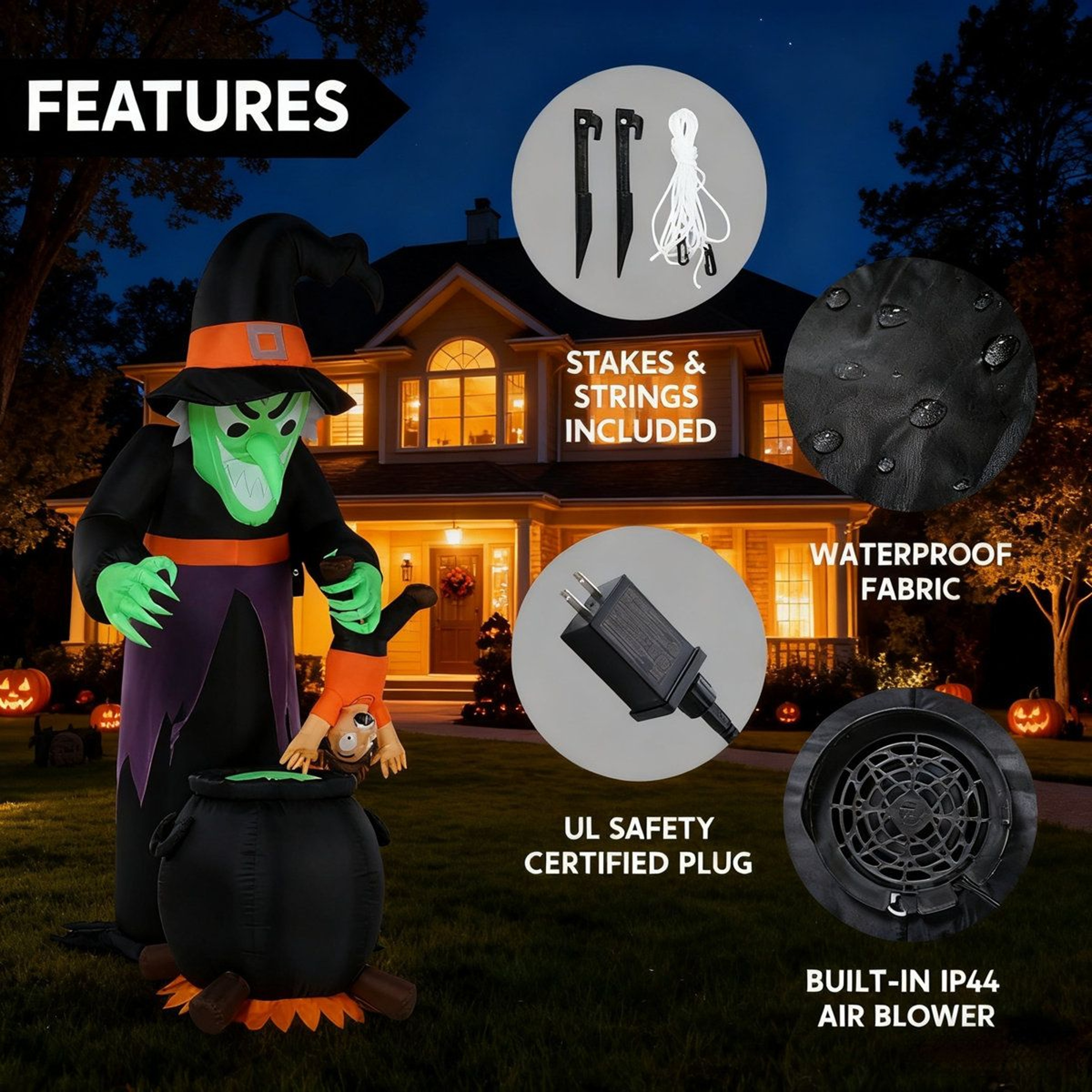 Animated Halloween Witch Inflatable Decoration With LED Lights 2