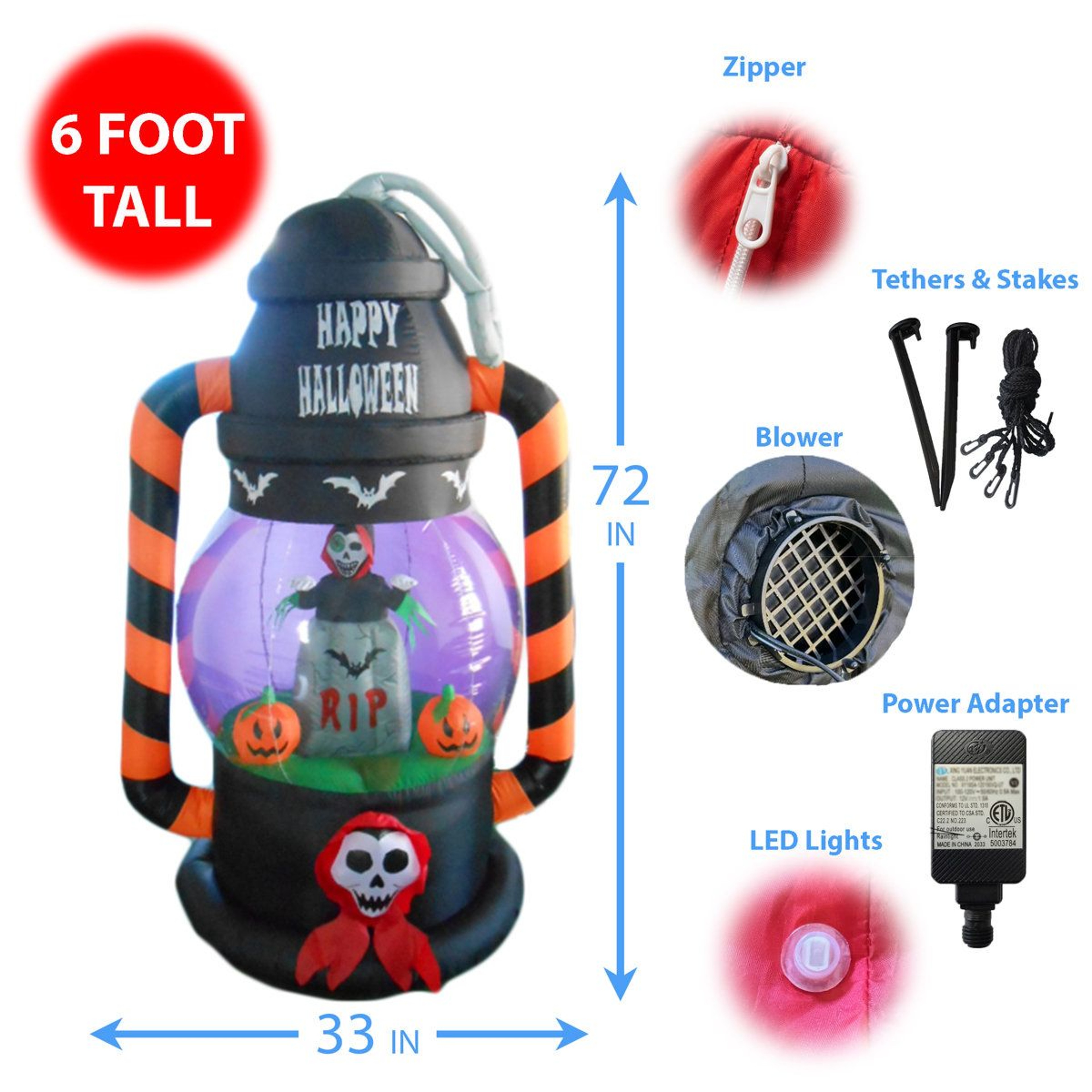 Halloween Inflatable Lantern With Skeleton And Tombstone Decorations 1