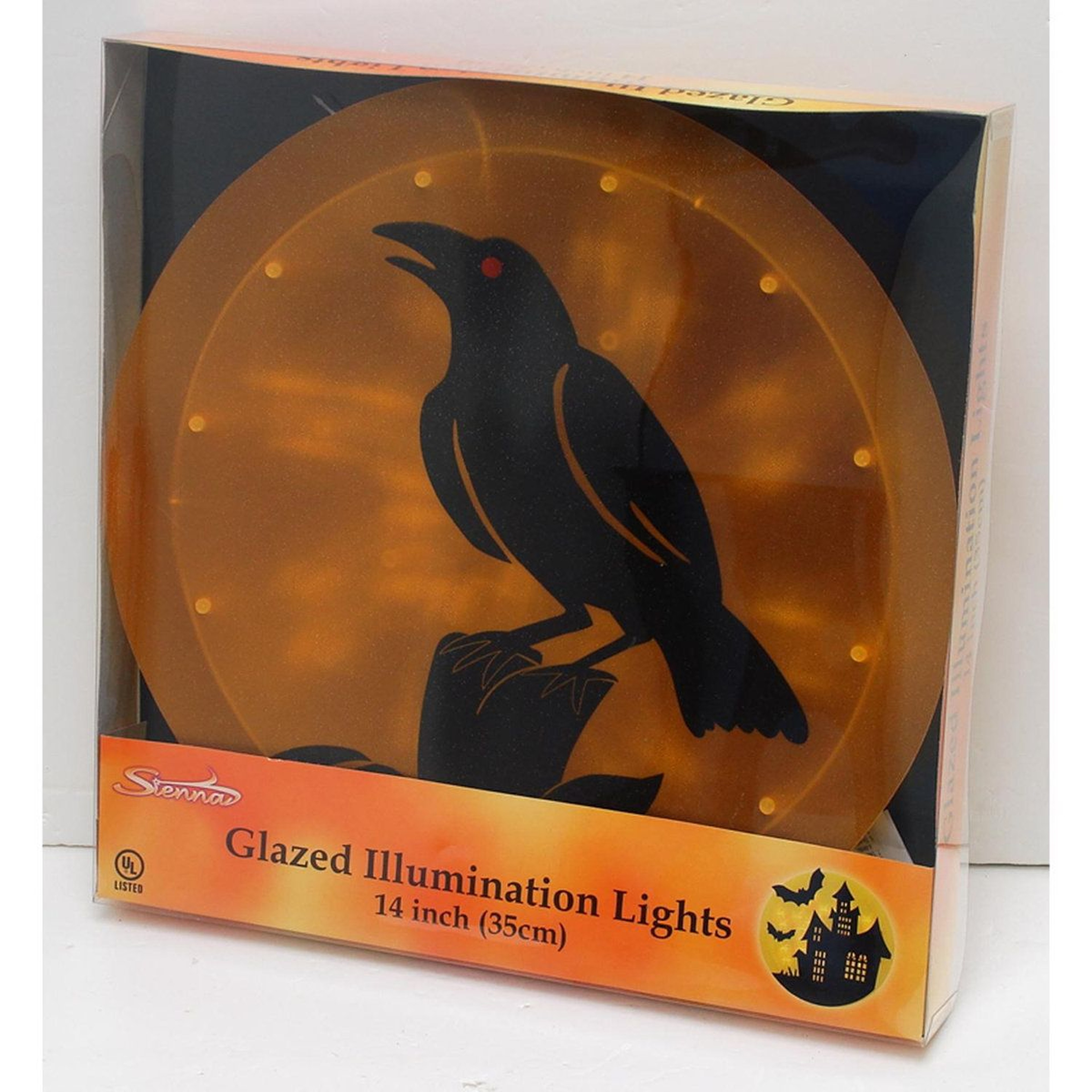 Prelit Yellow Halloween Window Decoration With Plug In Lights 1