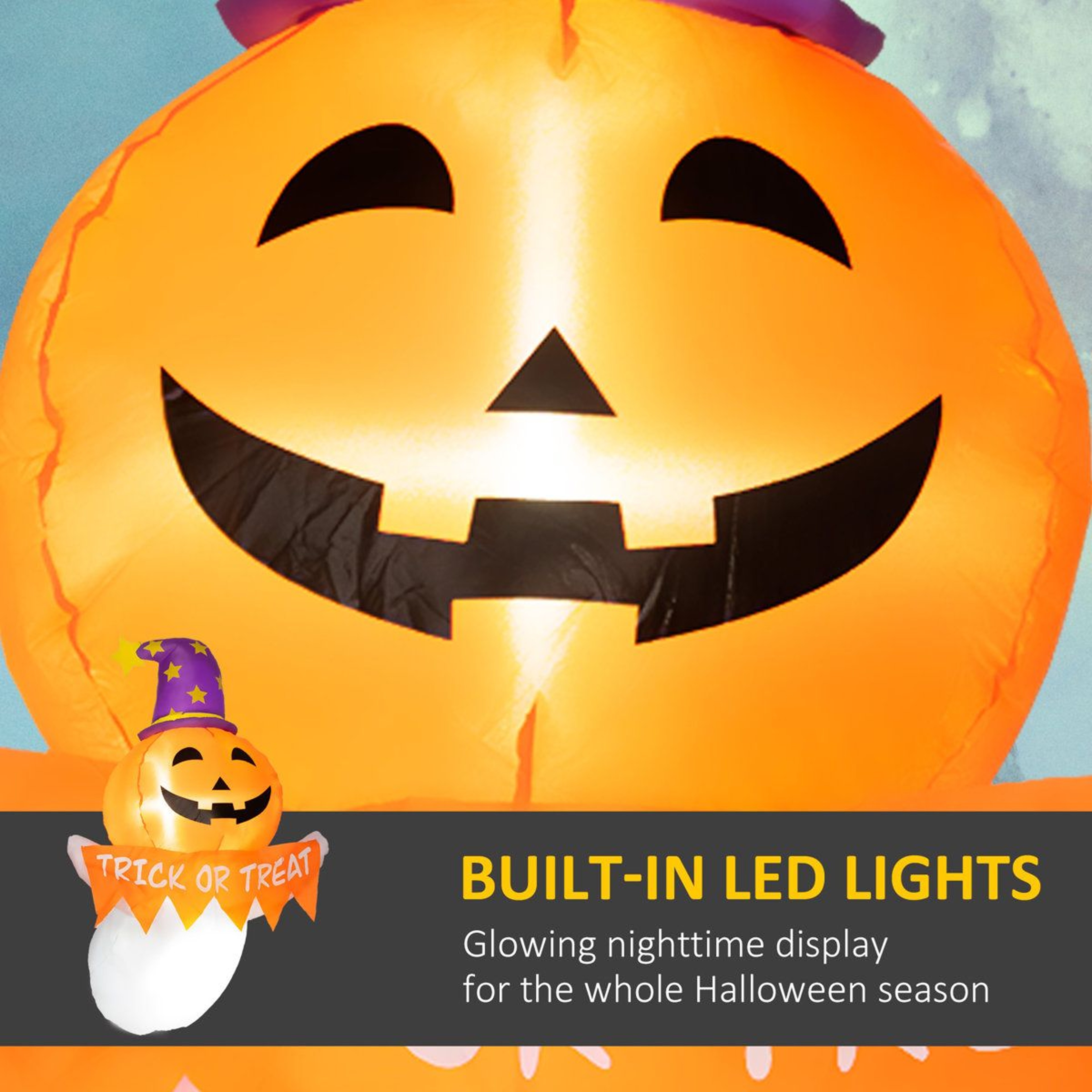 Halloween Inflatable Window Ghost Decoration With Orange Face 1
