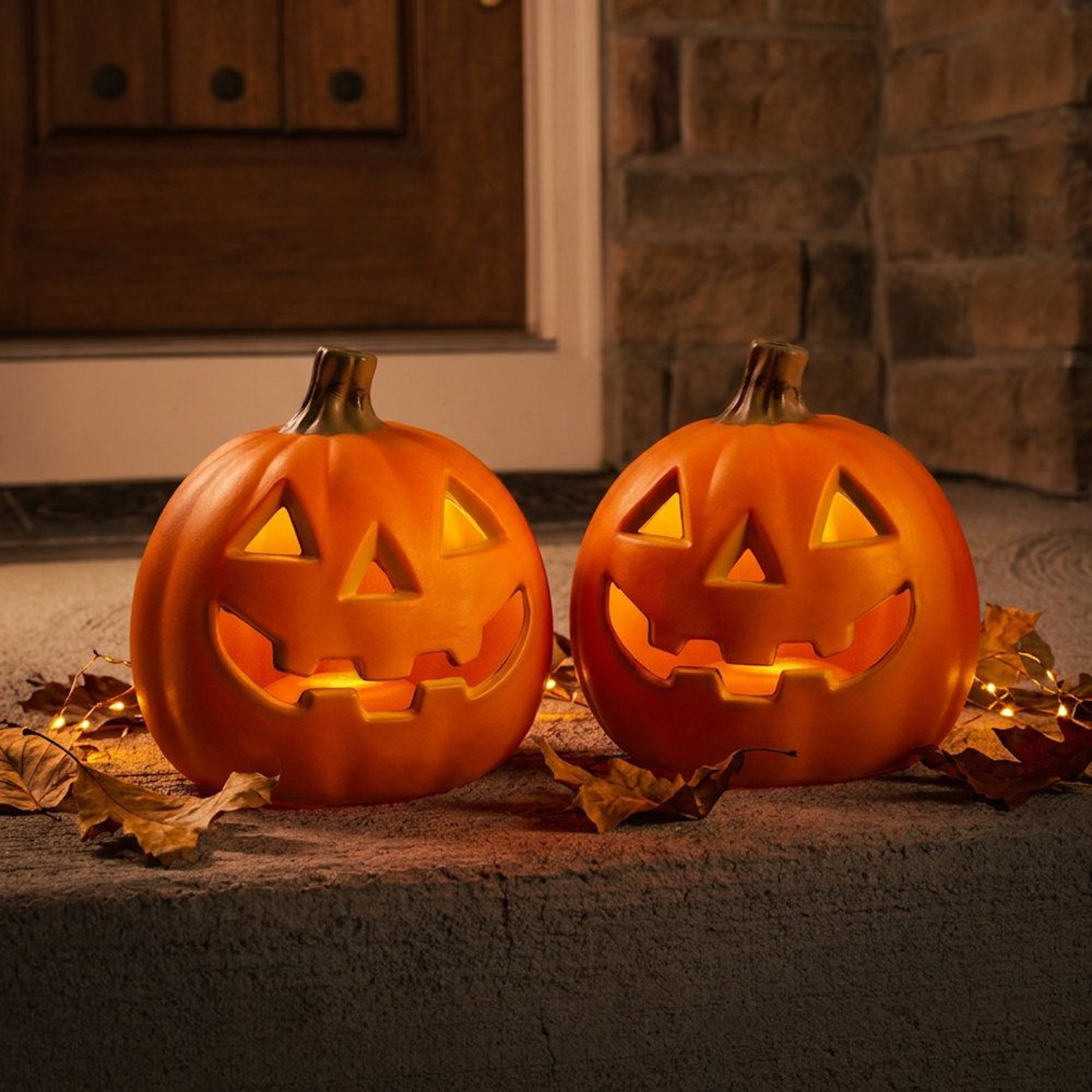 LED Lighted Jack O Lantern Pumpkins With Timer For Halloween Decor 2