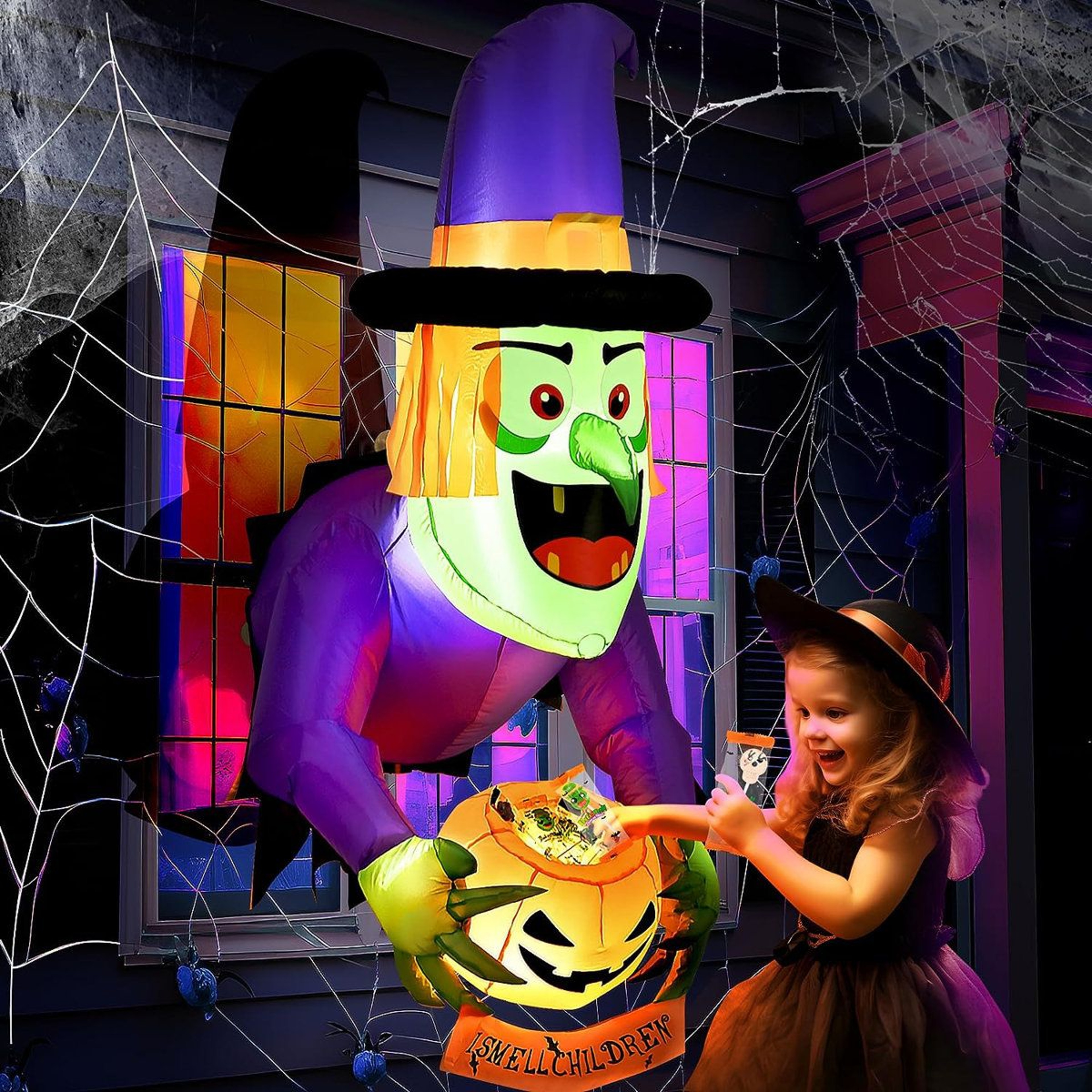 Halloween Outdoor Inflatable Decoration With LED Lights Multicolor Polyester 0