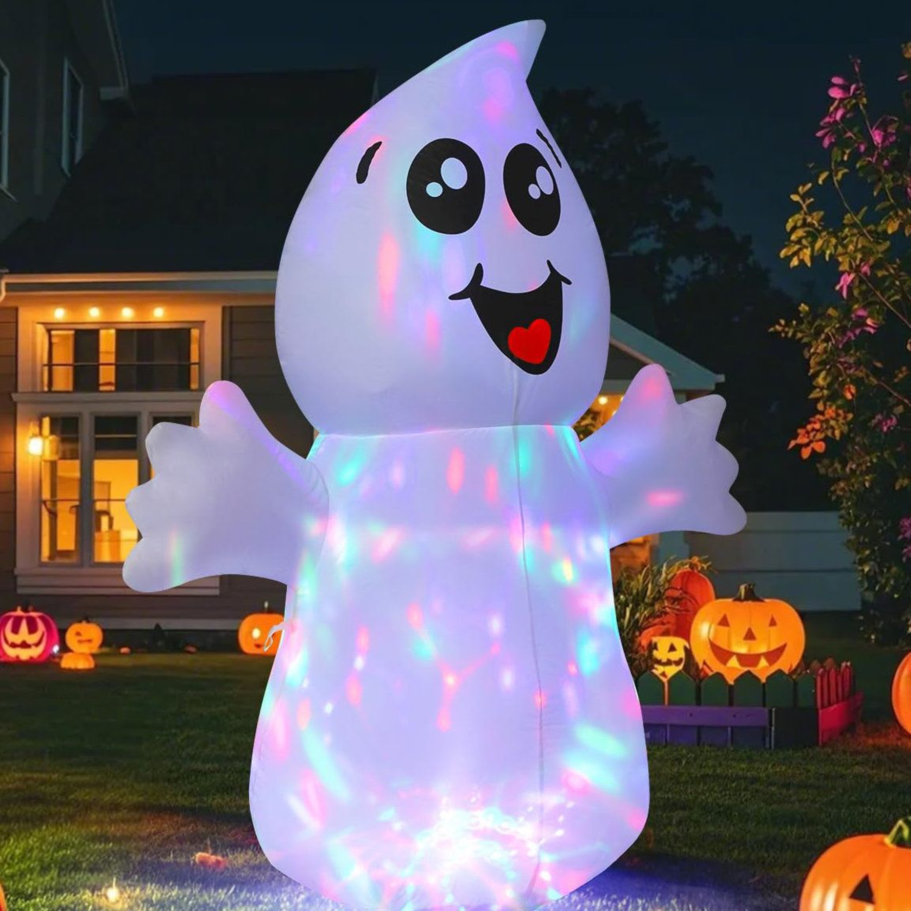 Halloween Inflatable Ghost With Multicolor LED Lights 4