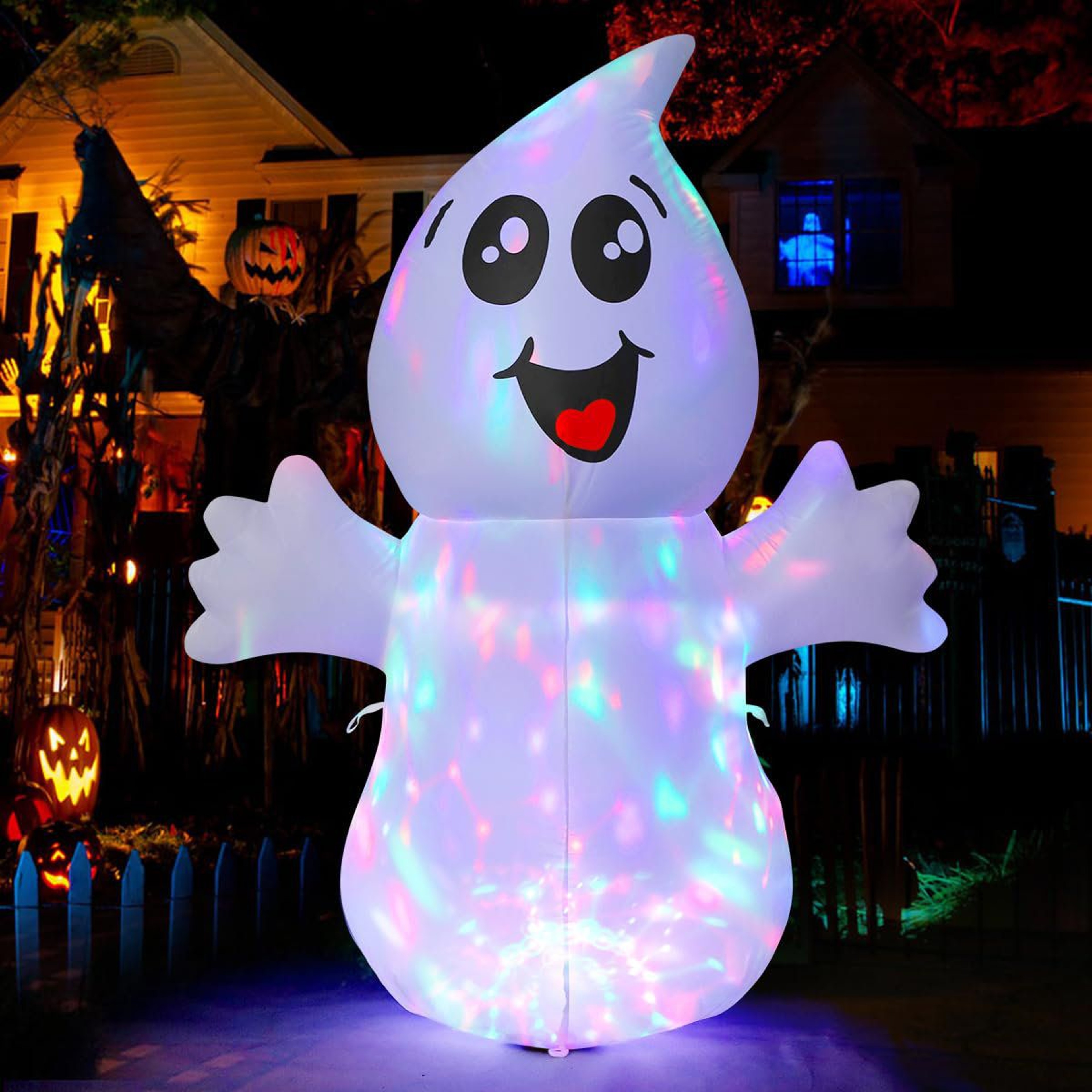 Halloween Inflatable Ghost With Multicolor LED Lights 3