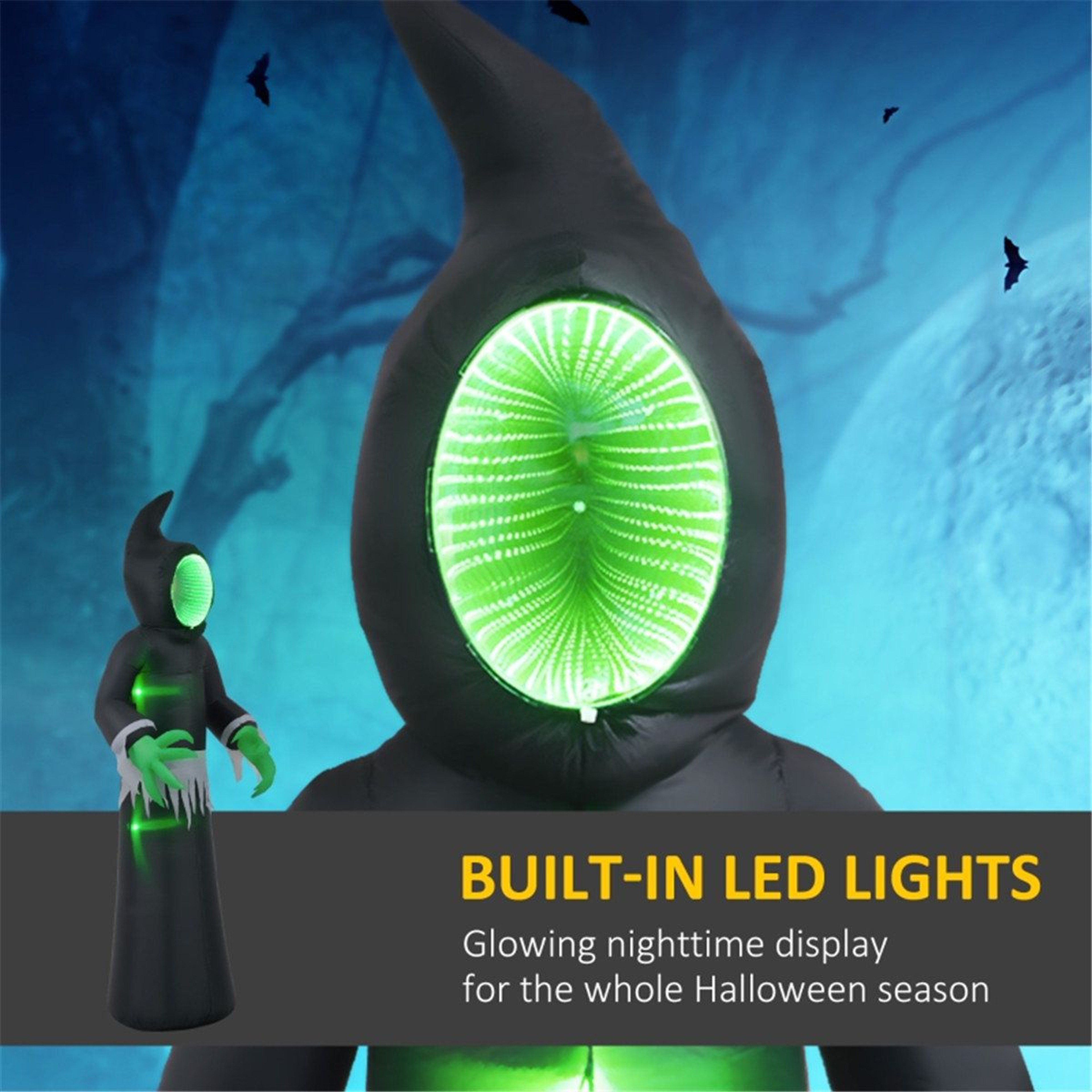 Halloween Inflatable Ghost With Mirror Face And Green LED Lights 4