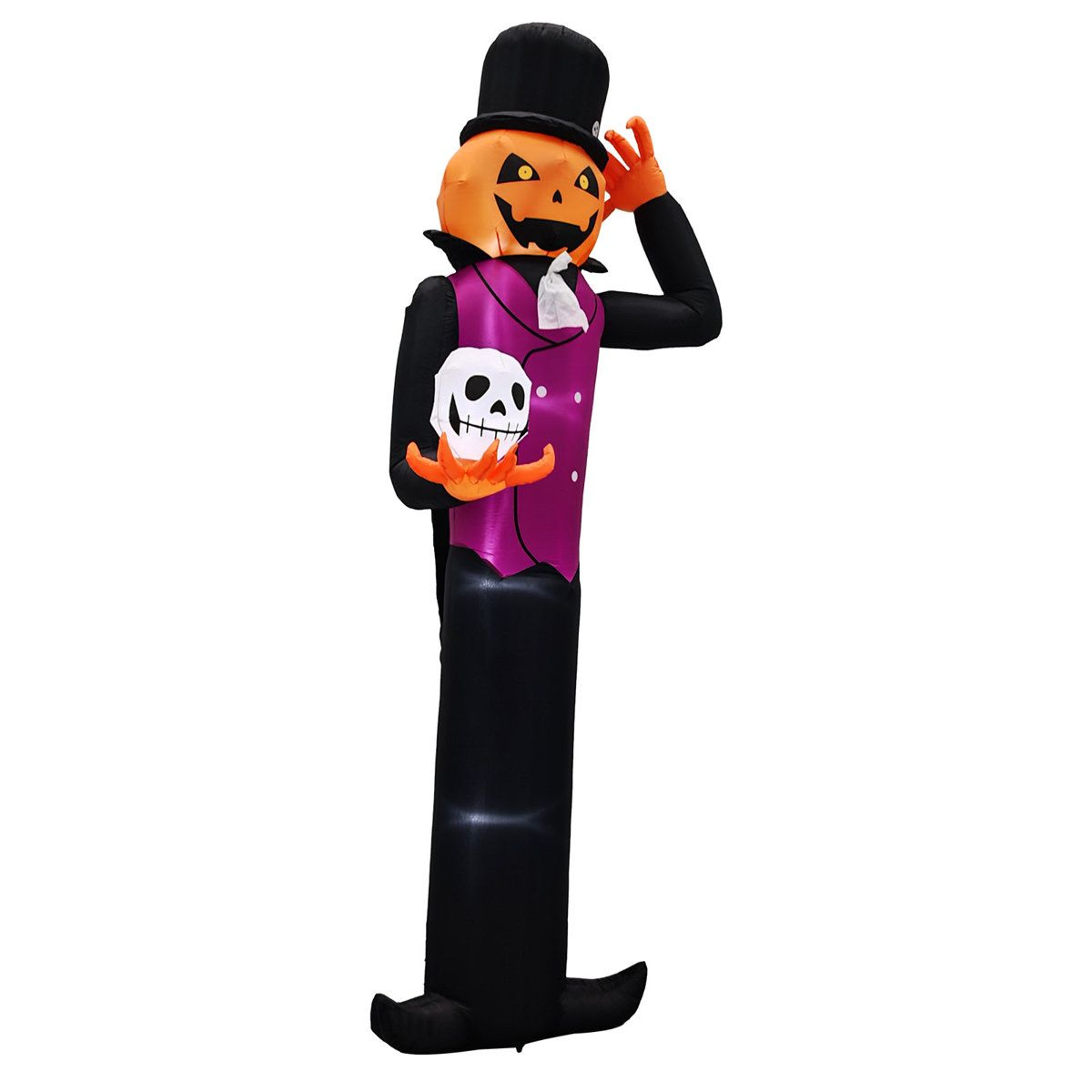 Halloween Inflatable Pumpkin Man Holding Skull With LED Lights For Outdoor Decor 0
