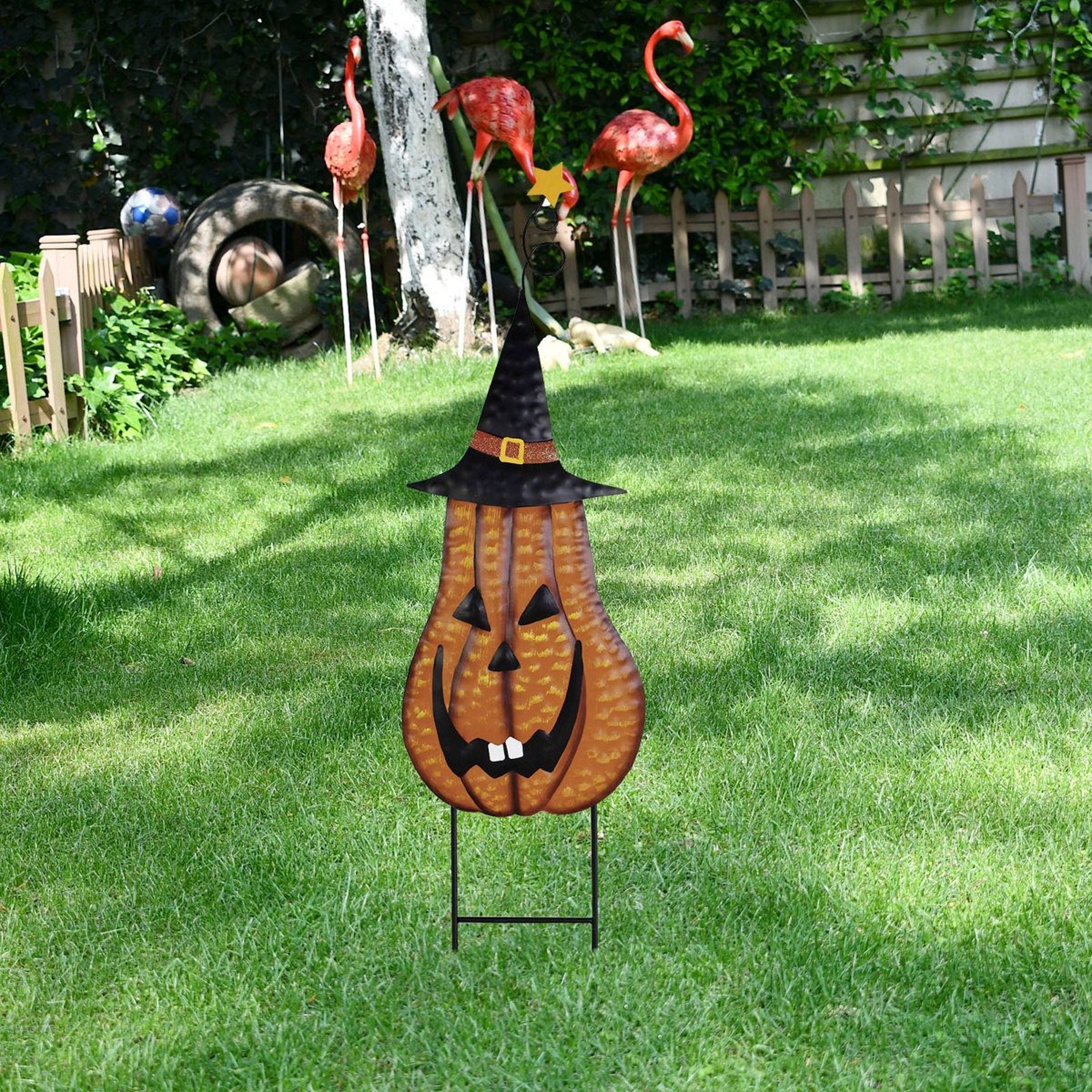 Halloween Jack O Lantern Metal Garden Stake Outdoor Decoration 4