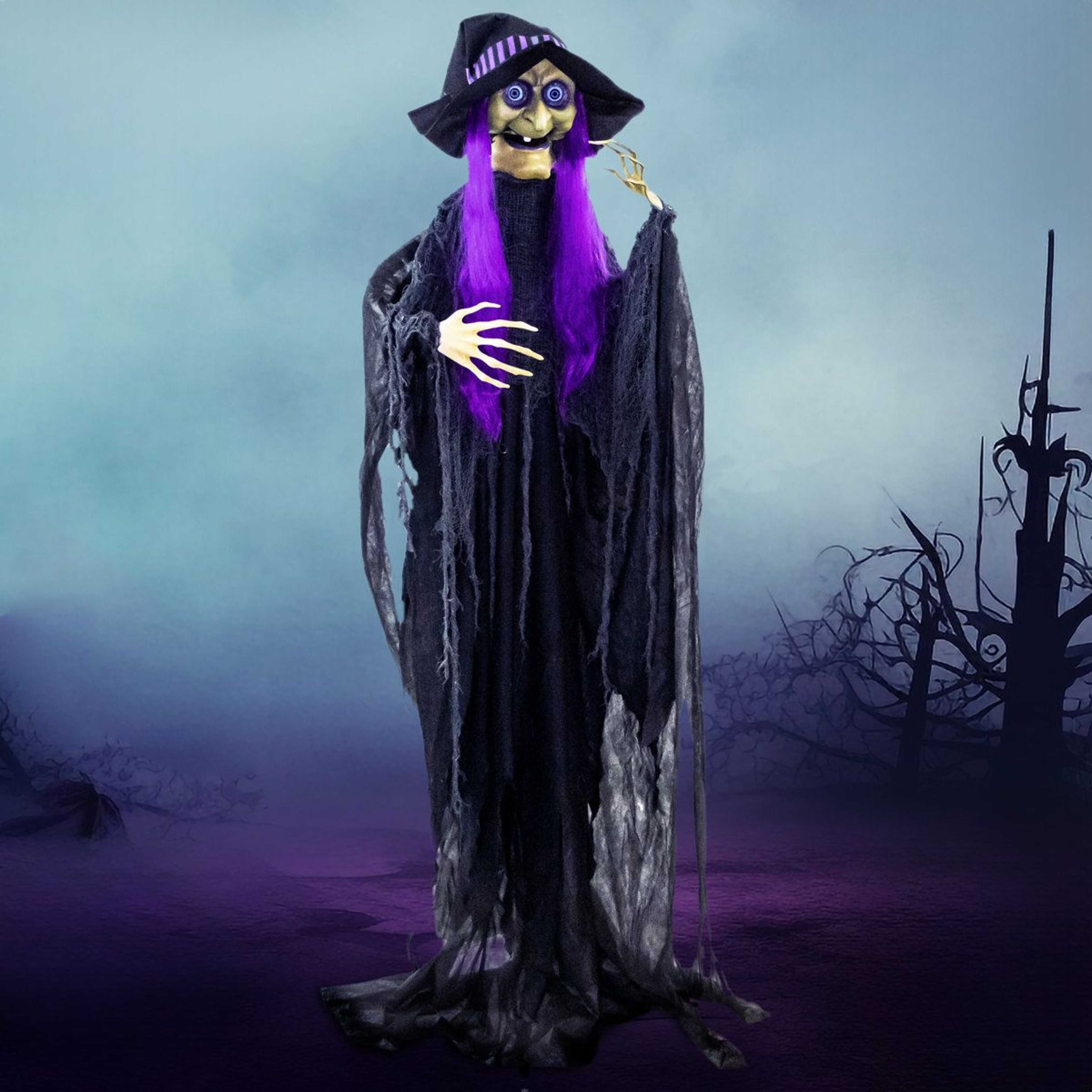Talking Witch Halloween Animatronic With Touch Activated Lights And Sound 6