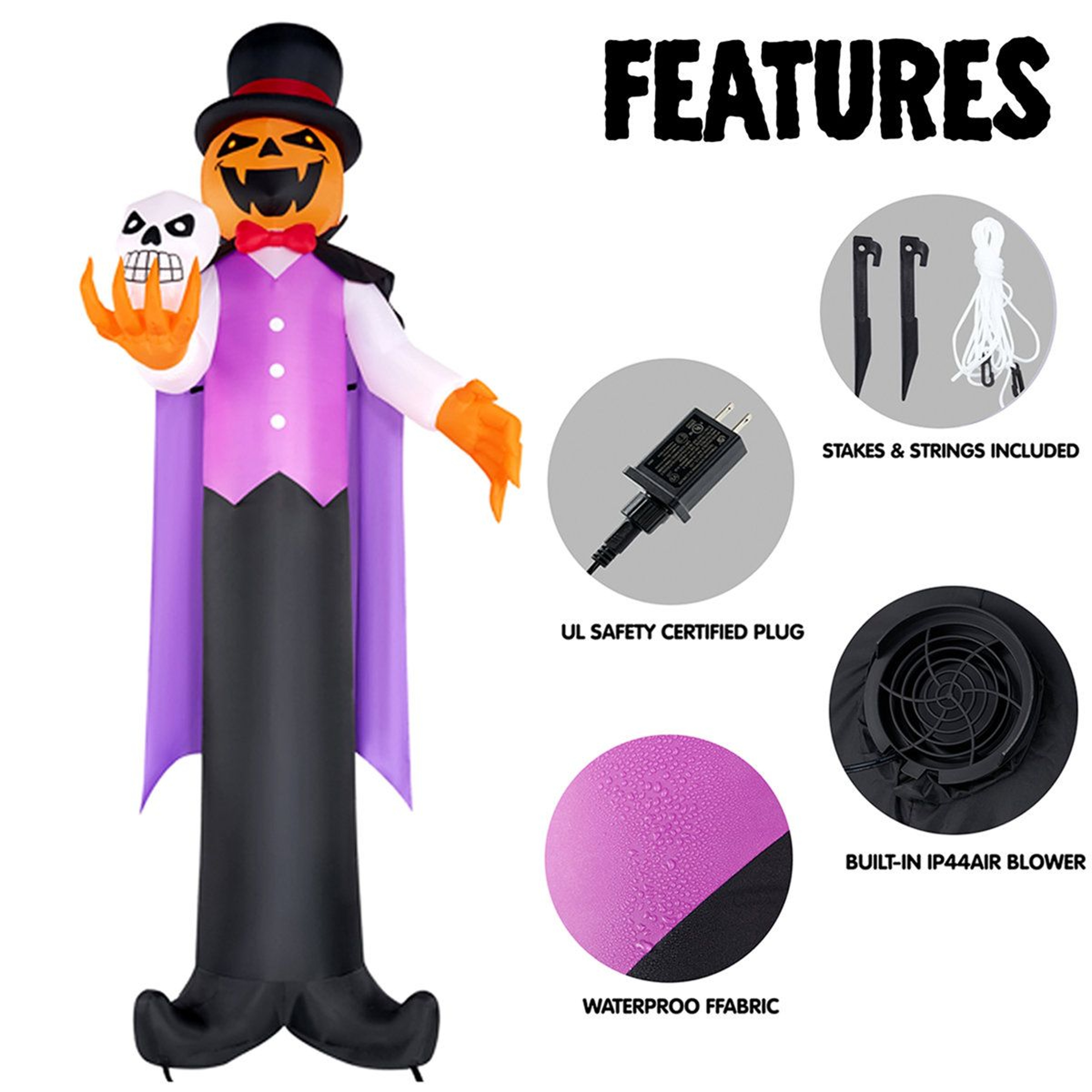 Halloween Inflatable Decoration With Pumpkin Ghost And Vampire Design 3