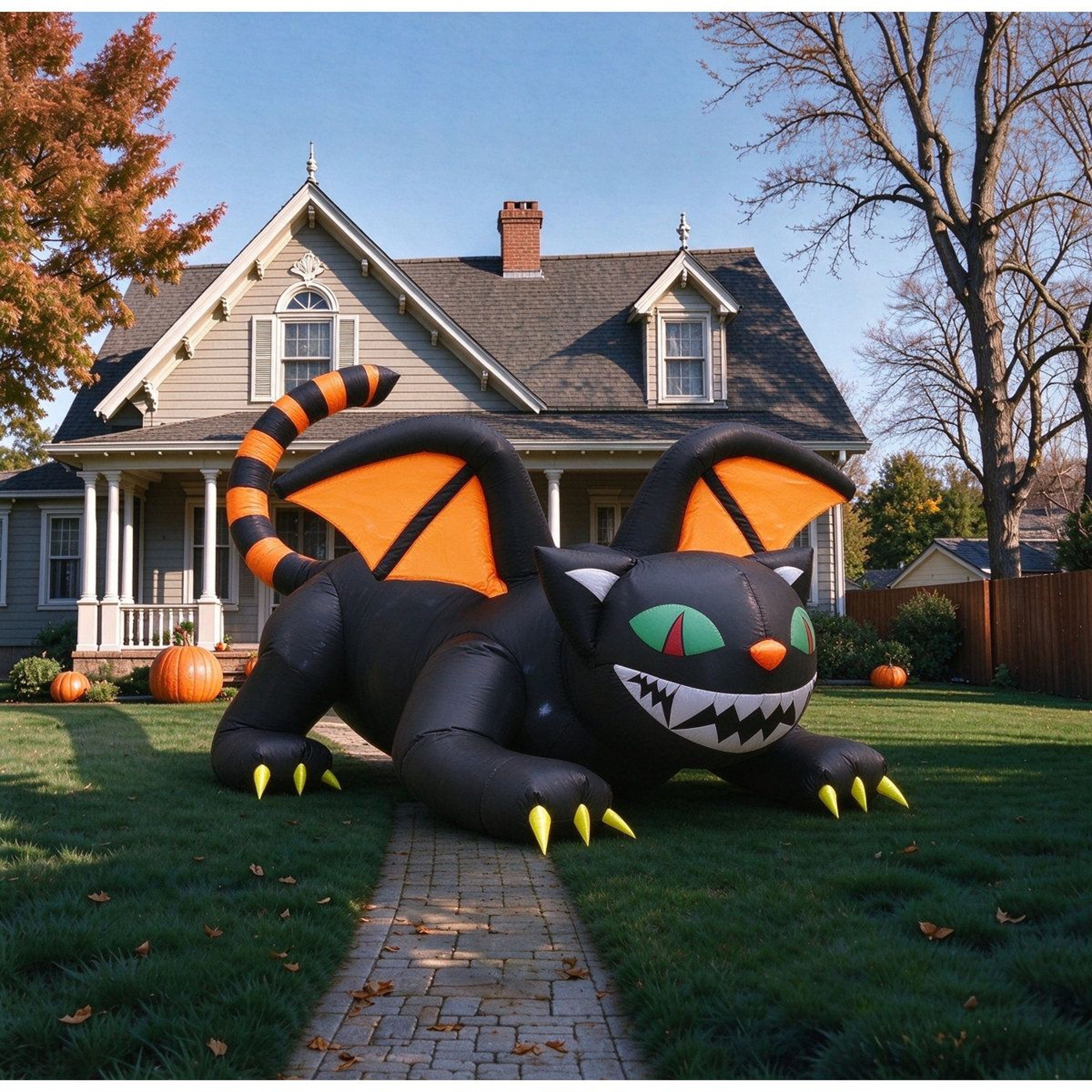 Halloween Inflatable Black Cat With LED Lights For Outdoor Yard Decor 0