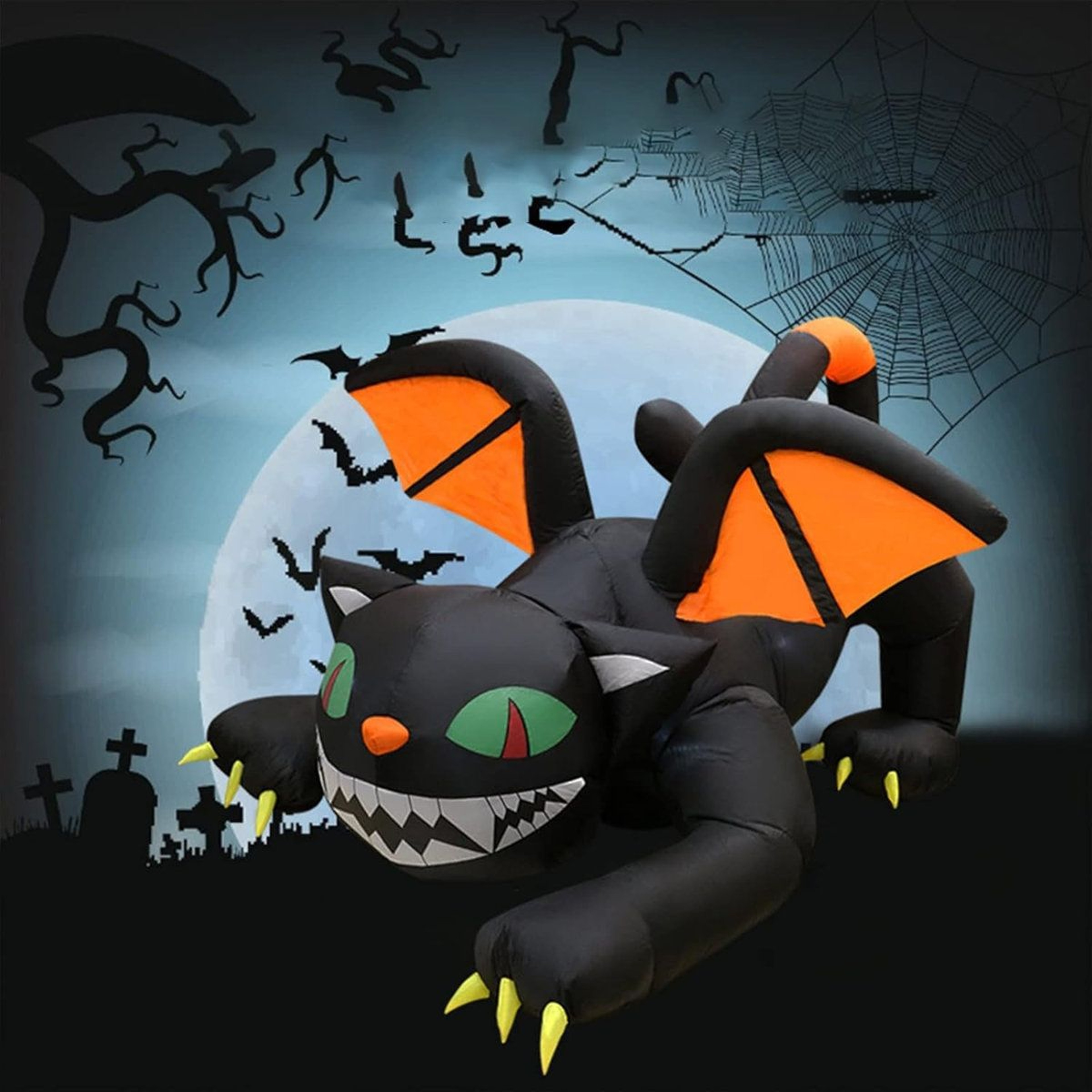 Halloween Inflatable Black Cat With LED Lights For Outdoor Yard Decor 1