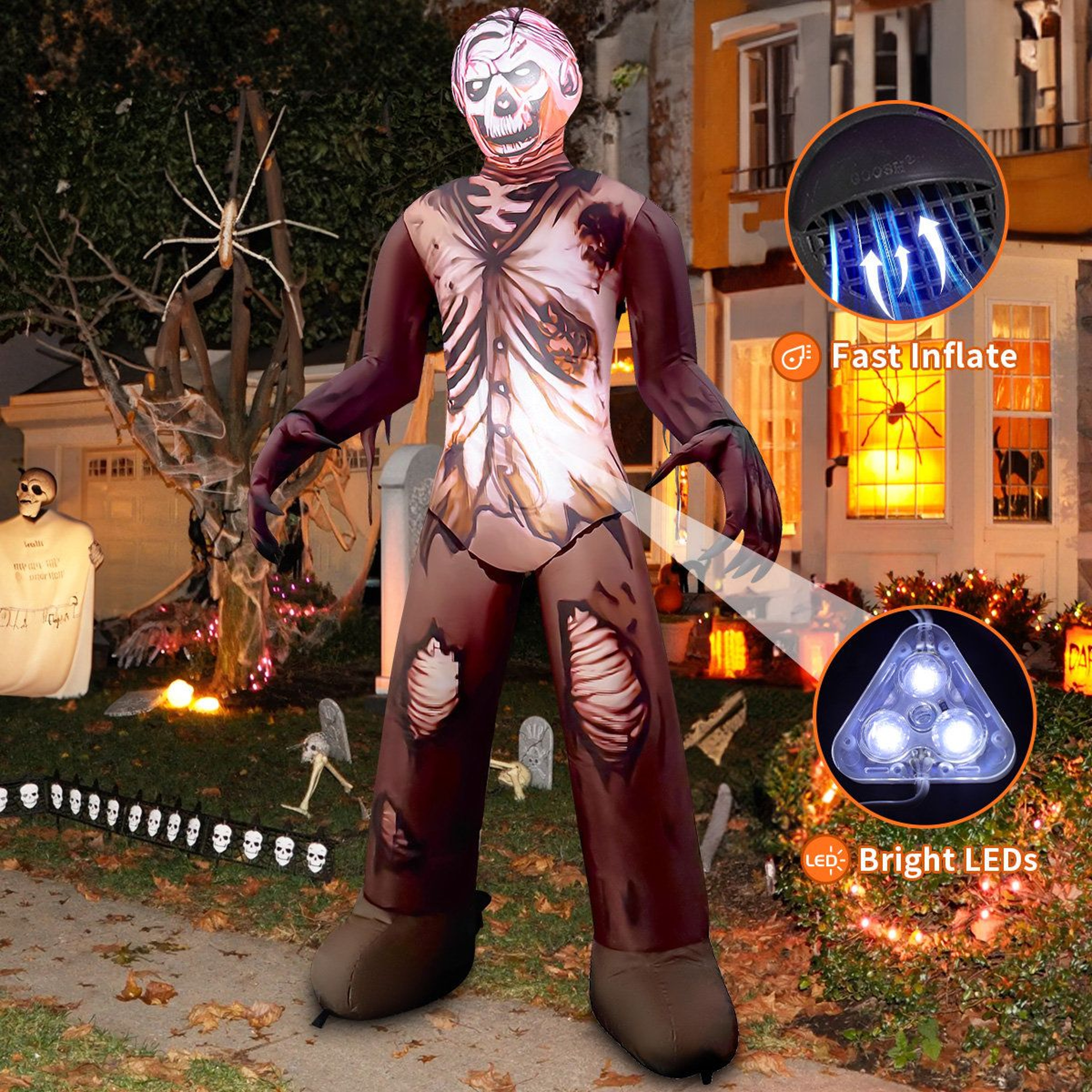 Halloween Inflatable Zombie With Tilting Head And LED Lights 1