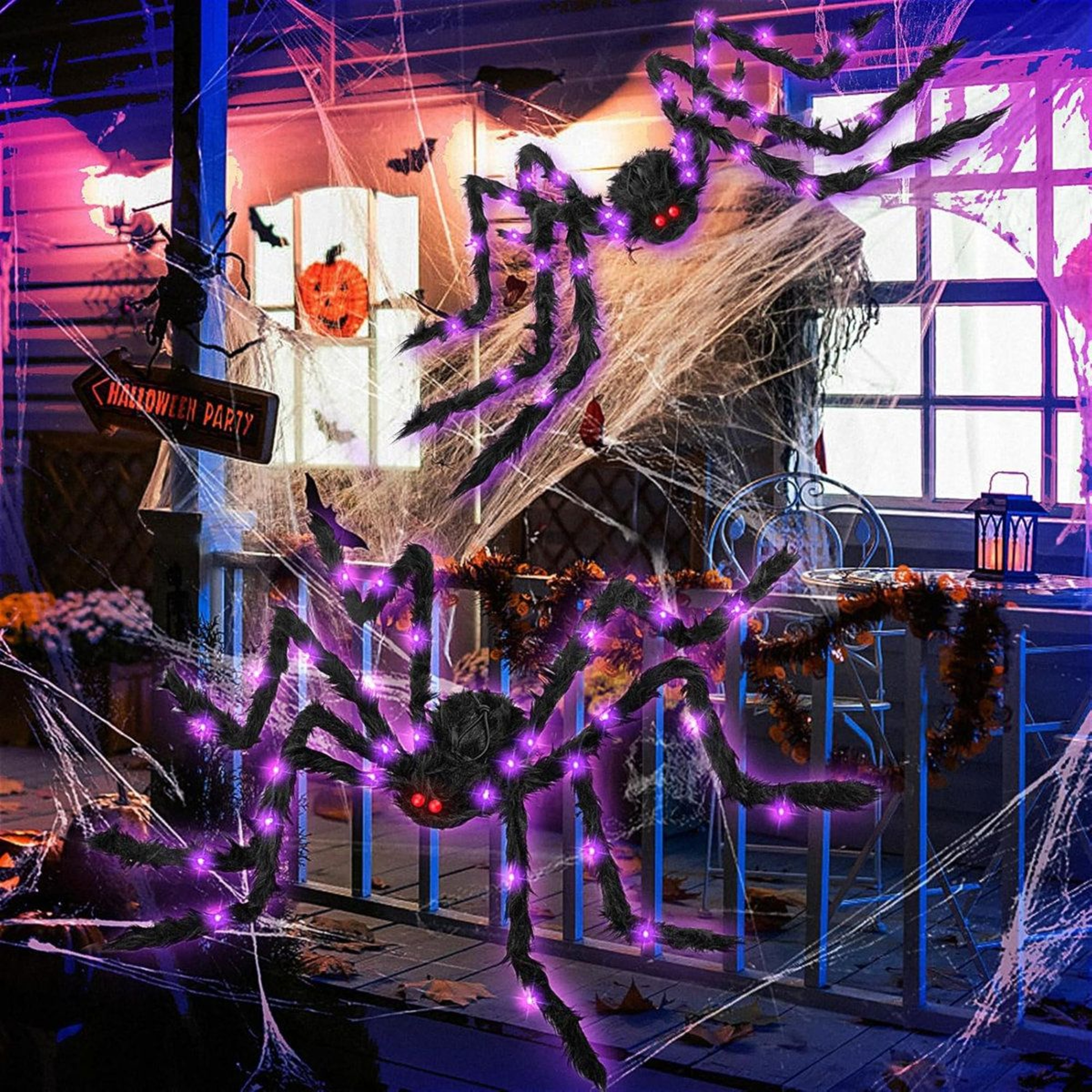 Giant Light Up Halloween Spider Decoration Battery Powered Indoor Outdoor Decor 3