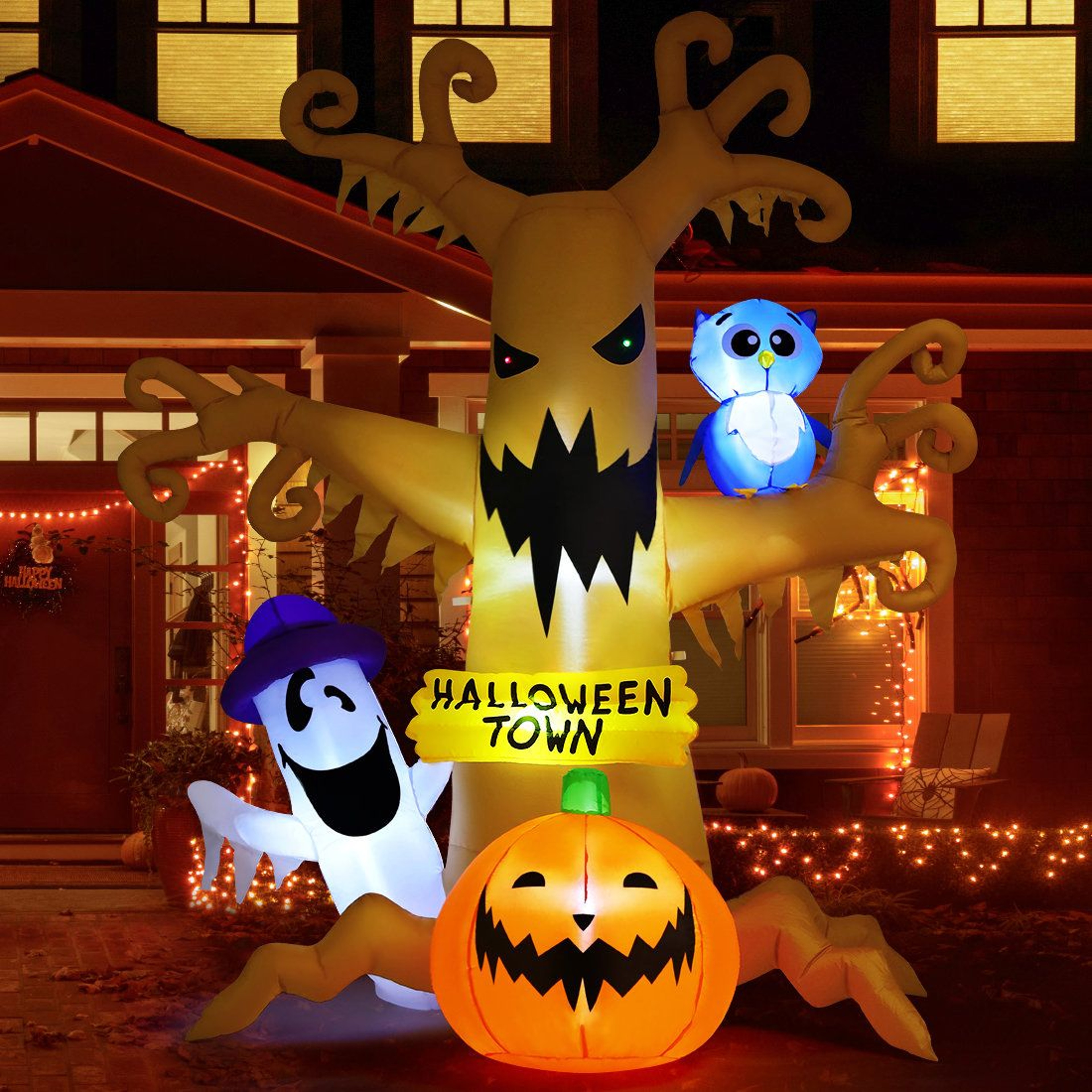 LED Halloween Inflatable Haunted Tree With Ghost Pumpkin  Owl 2