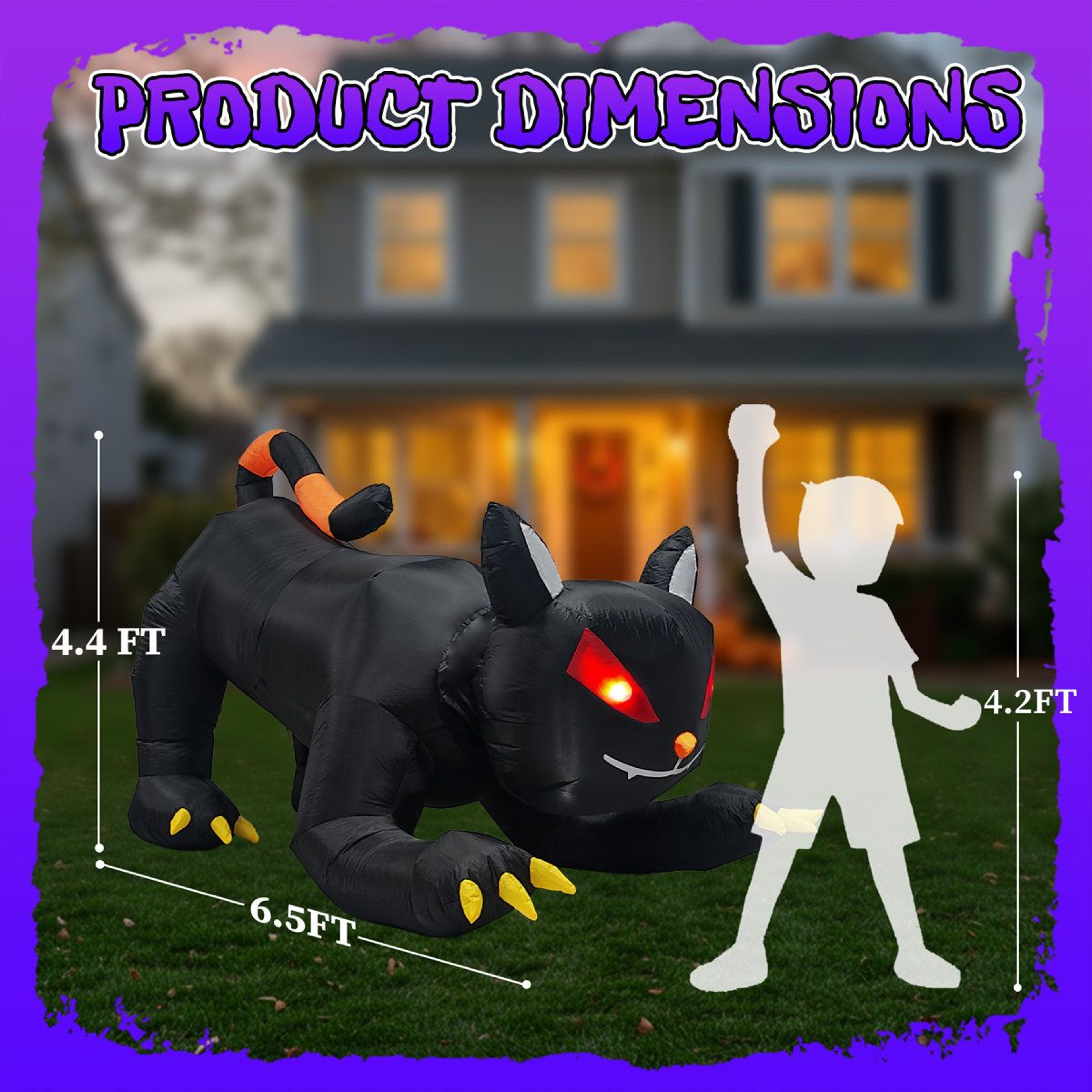 Halloween Inflatable Black Cat With Shaking Head And LED Lights 1