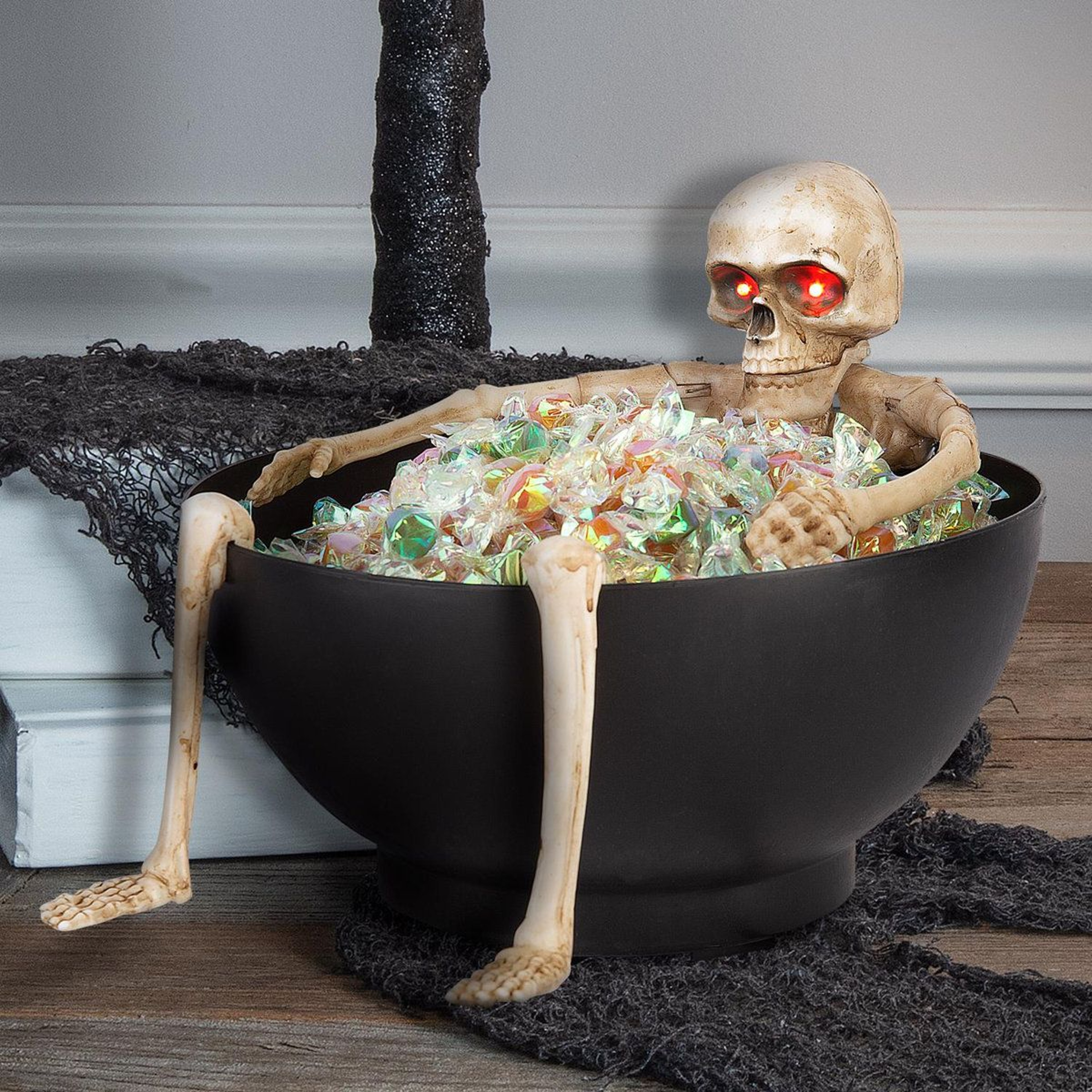 LED Skeleton Candy Bowl Halloween Decoration Battery Powered Indoor Decor 1