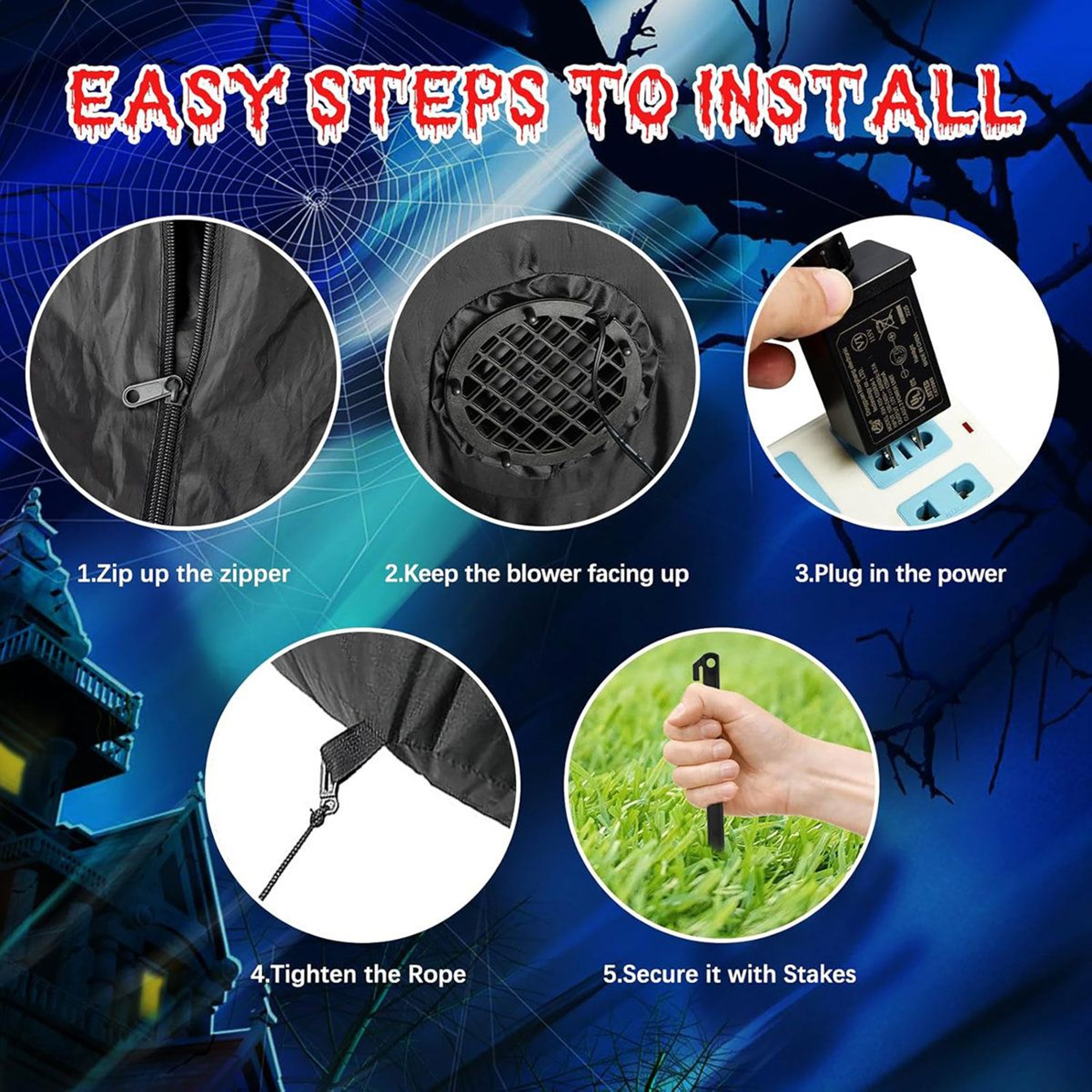 Halloween Inflatable Grim Reaper Outdoor Yard Decoration With LED Lights 4