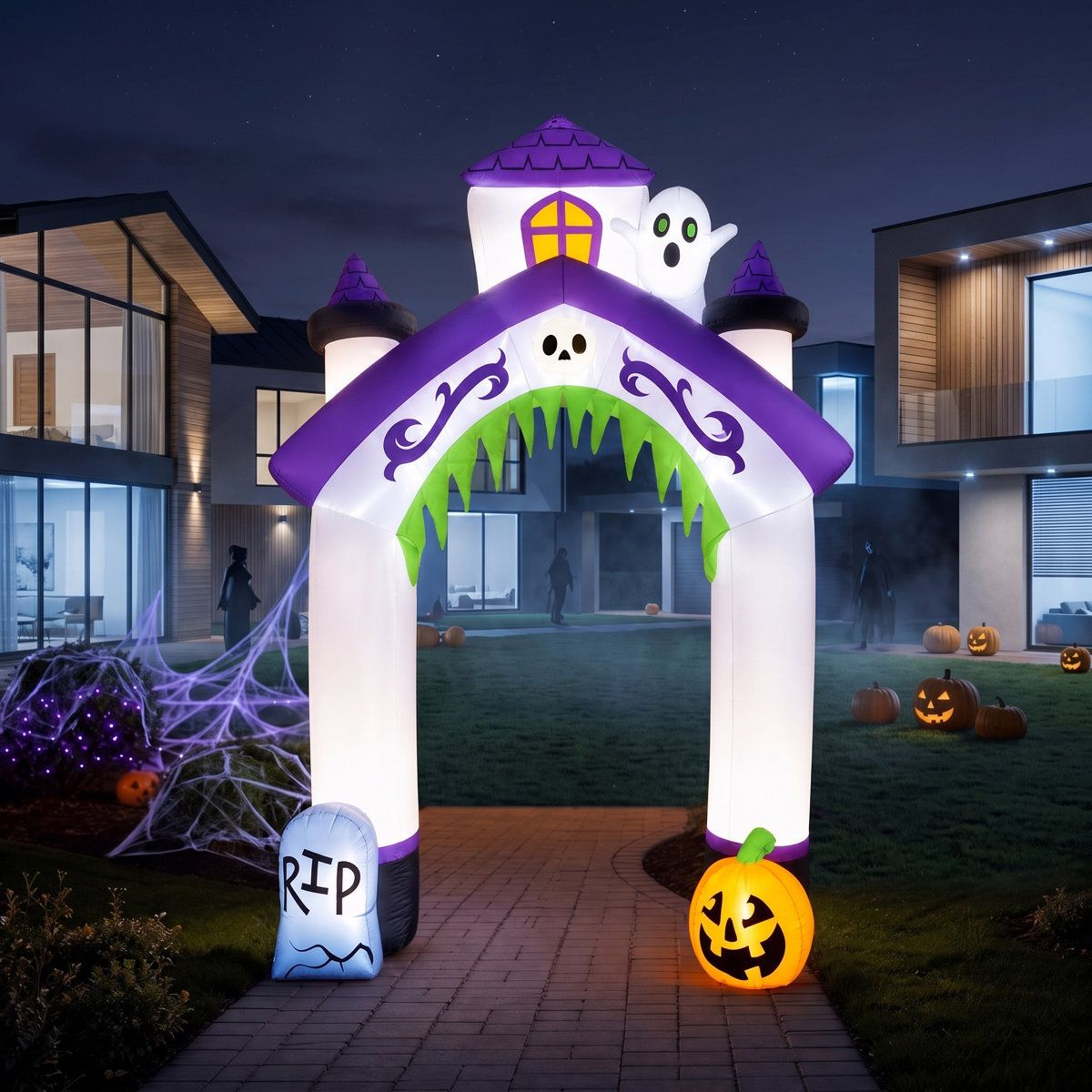 Halloween Castle Archway Inflatable Decoration With Lights 3