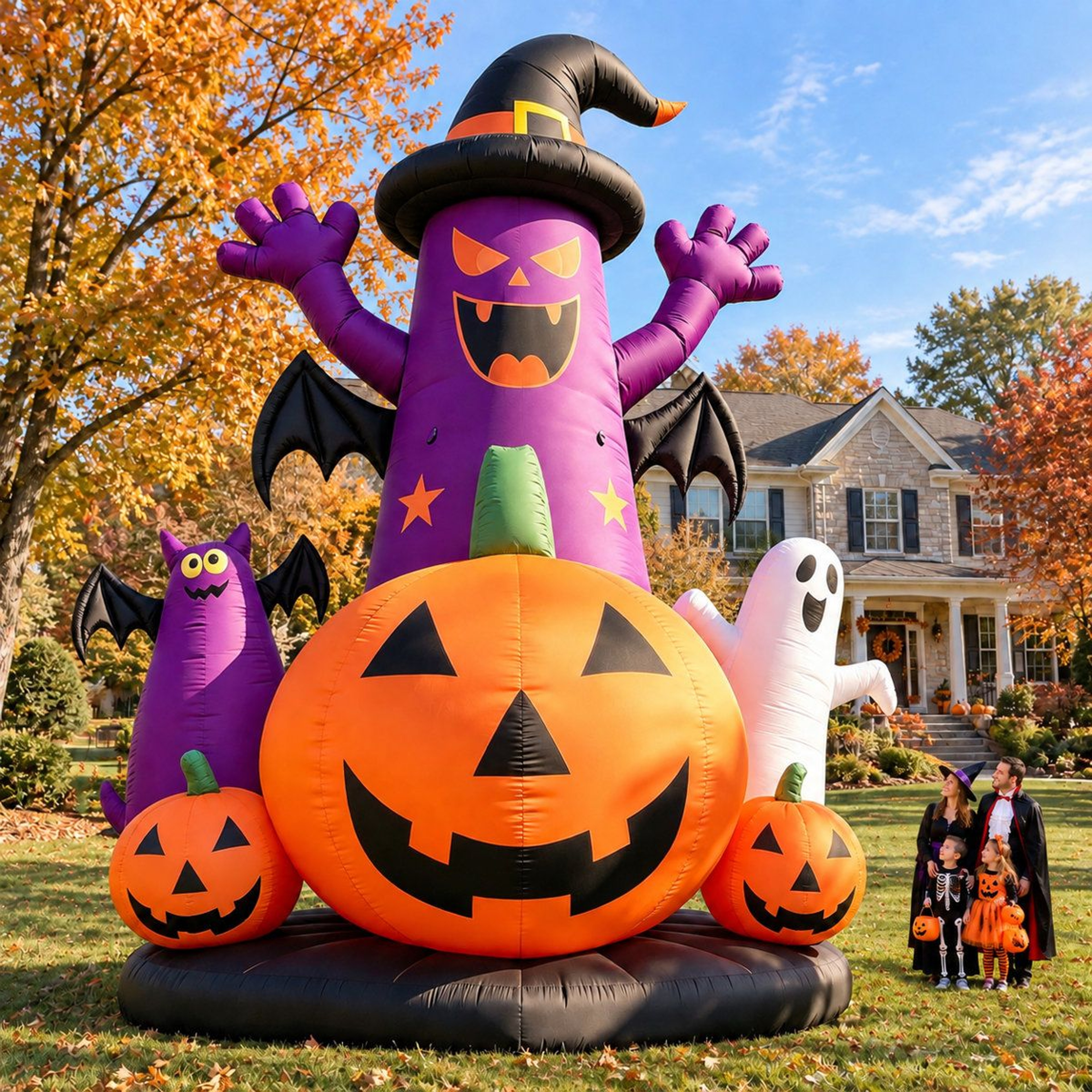 Giant Halloween Inflatable Yard Decoration With Ghosts And Pumpkins 0