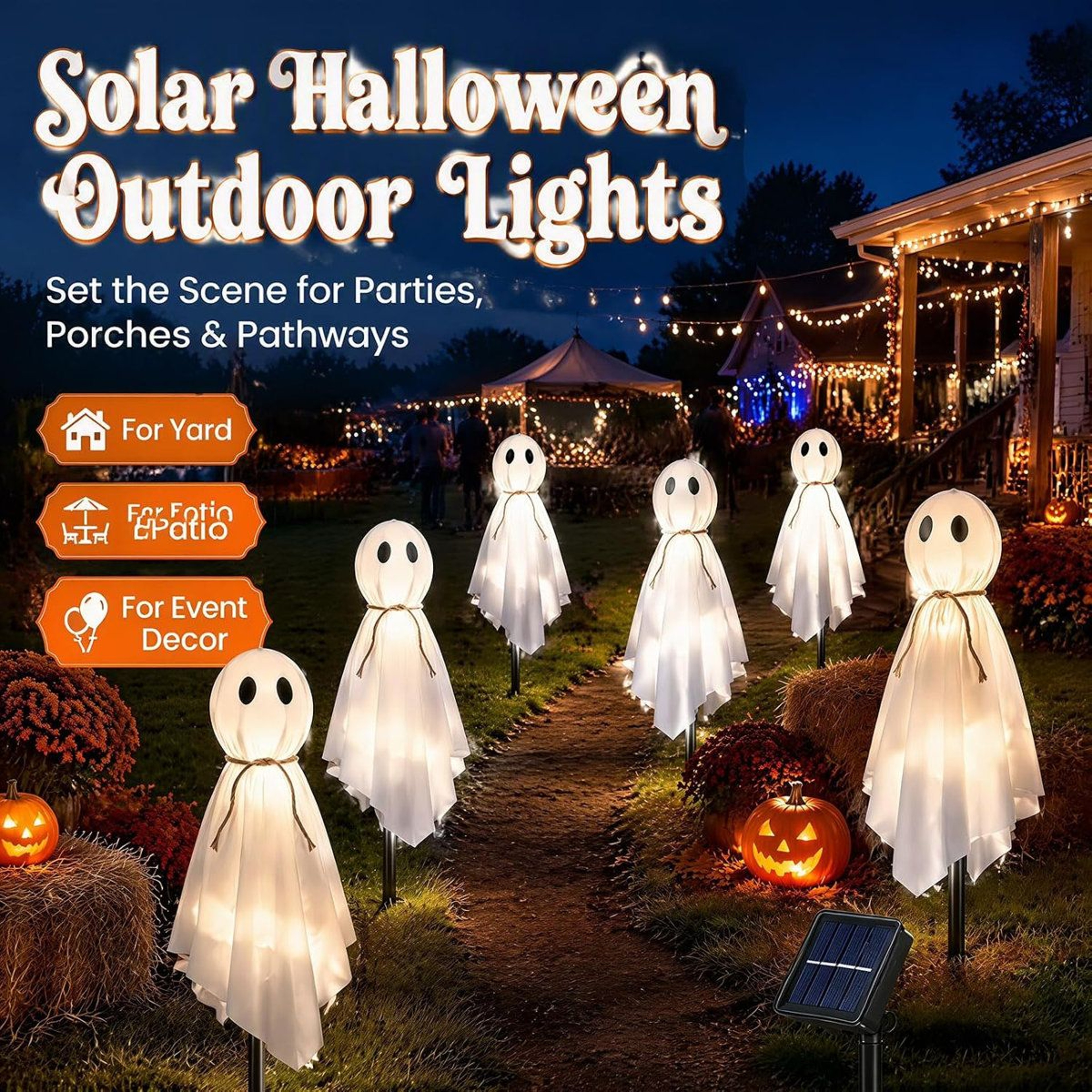 Solar Ghost String Lights And Halloween Pathway Decorations 3