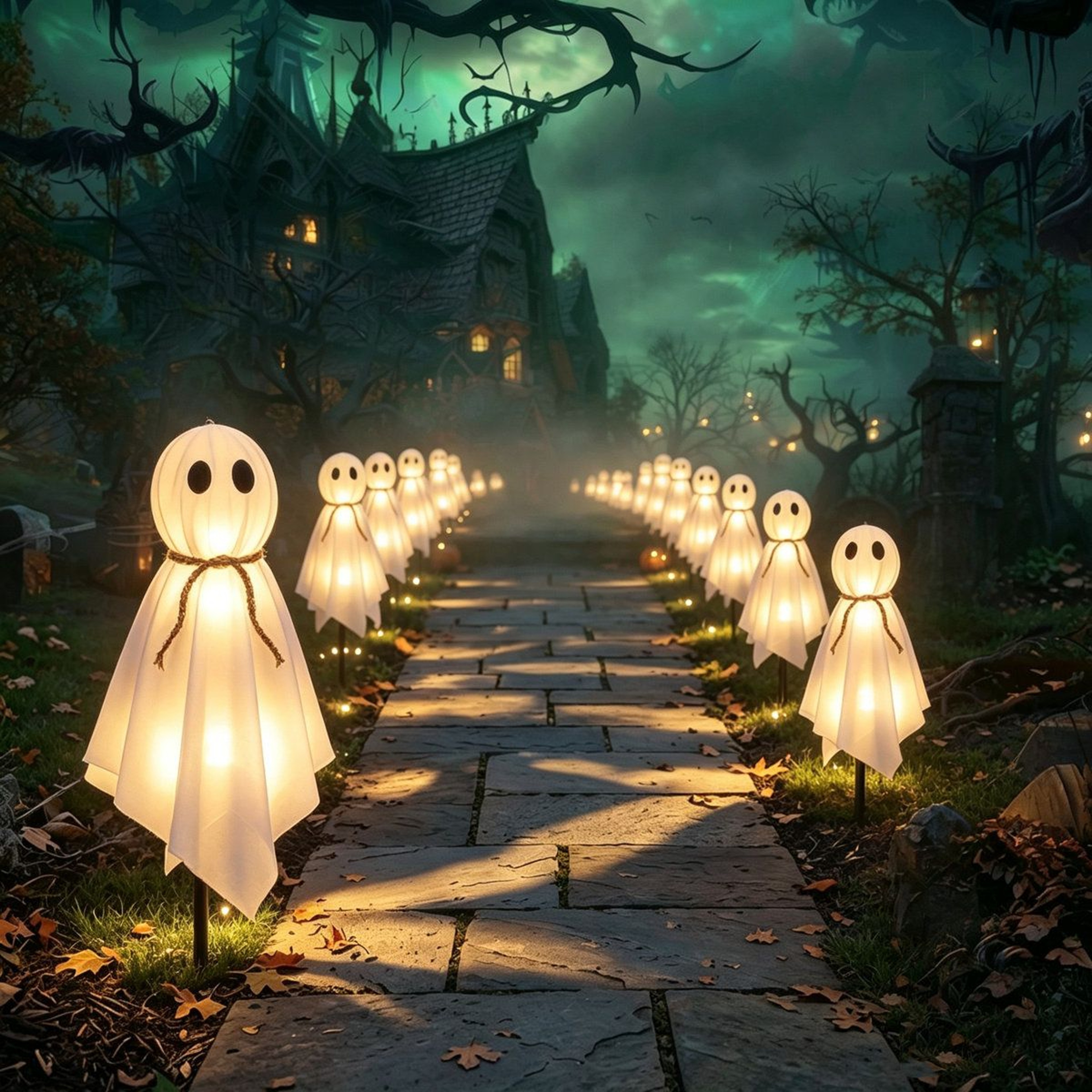 Solar Ghost String Lights And Halloween Pathway Decorations 6
