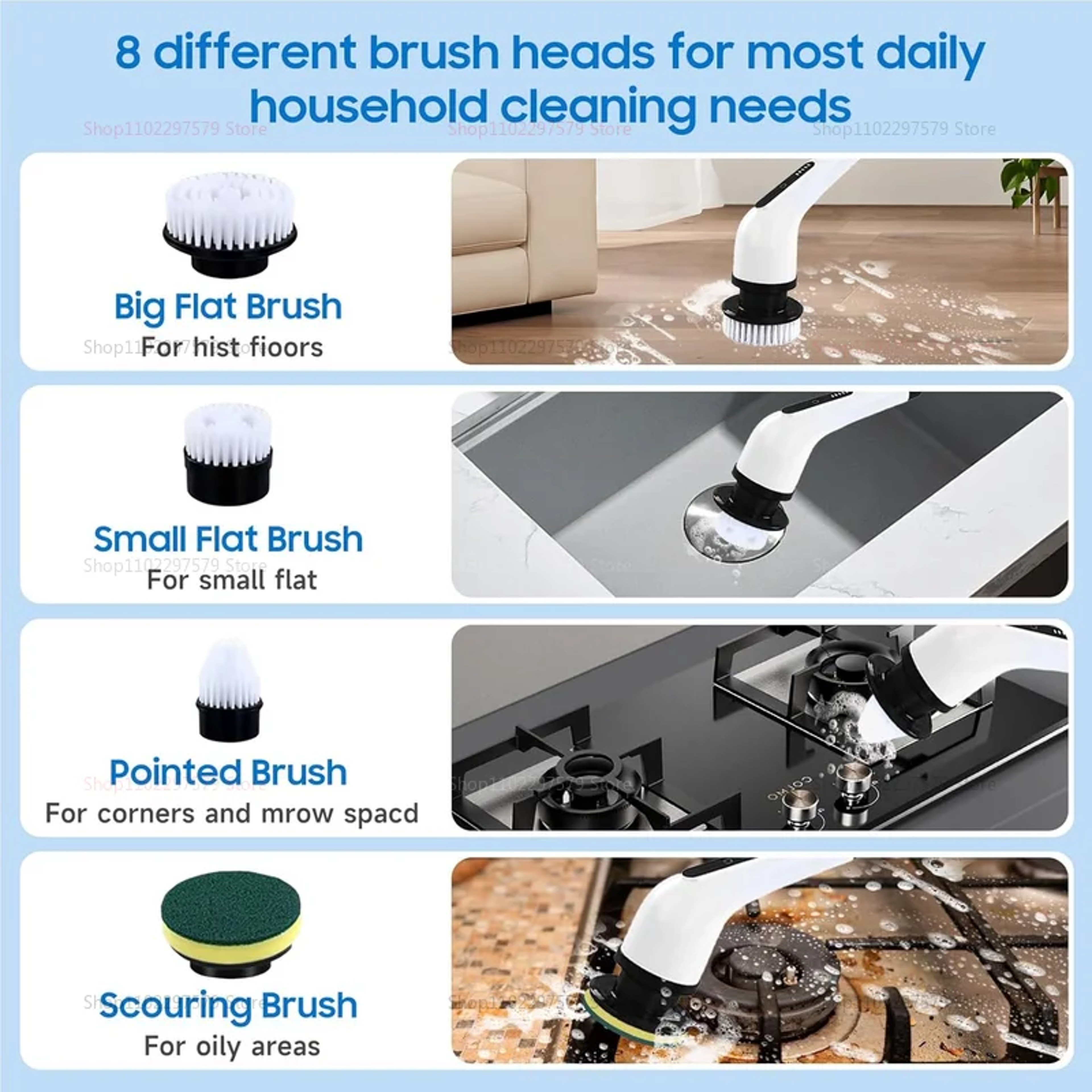 Electric Spin Scrubber Cordless Power Cleaning Brush with Adjustable Handle – view 6