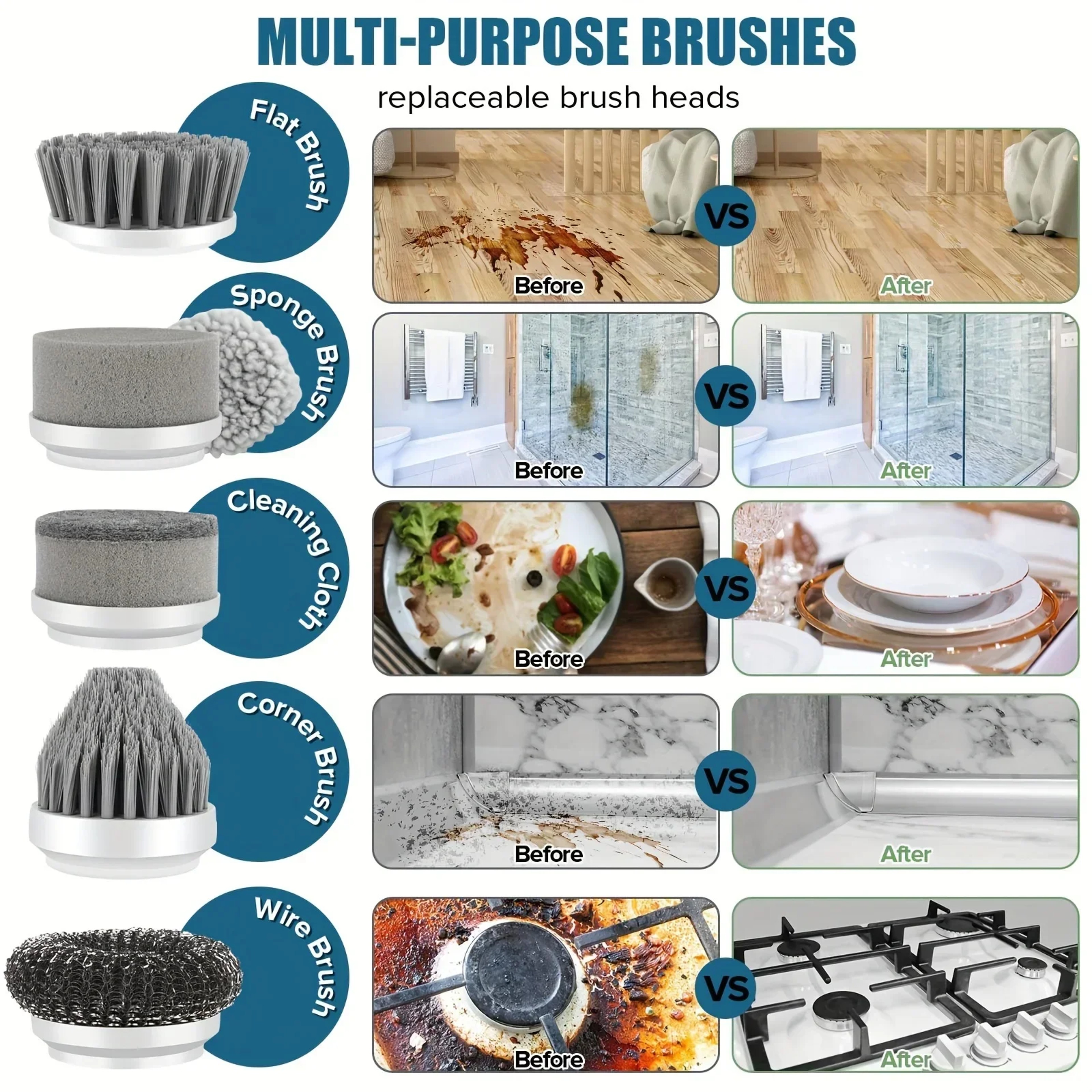 Cordless Electric Spin Scrubber with Brush Heads for Bathroom, Tile & Kitchen Deep Cleaning – view 3