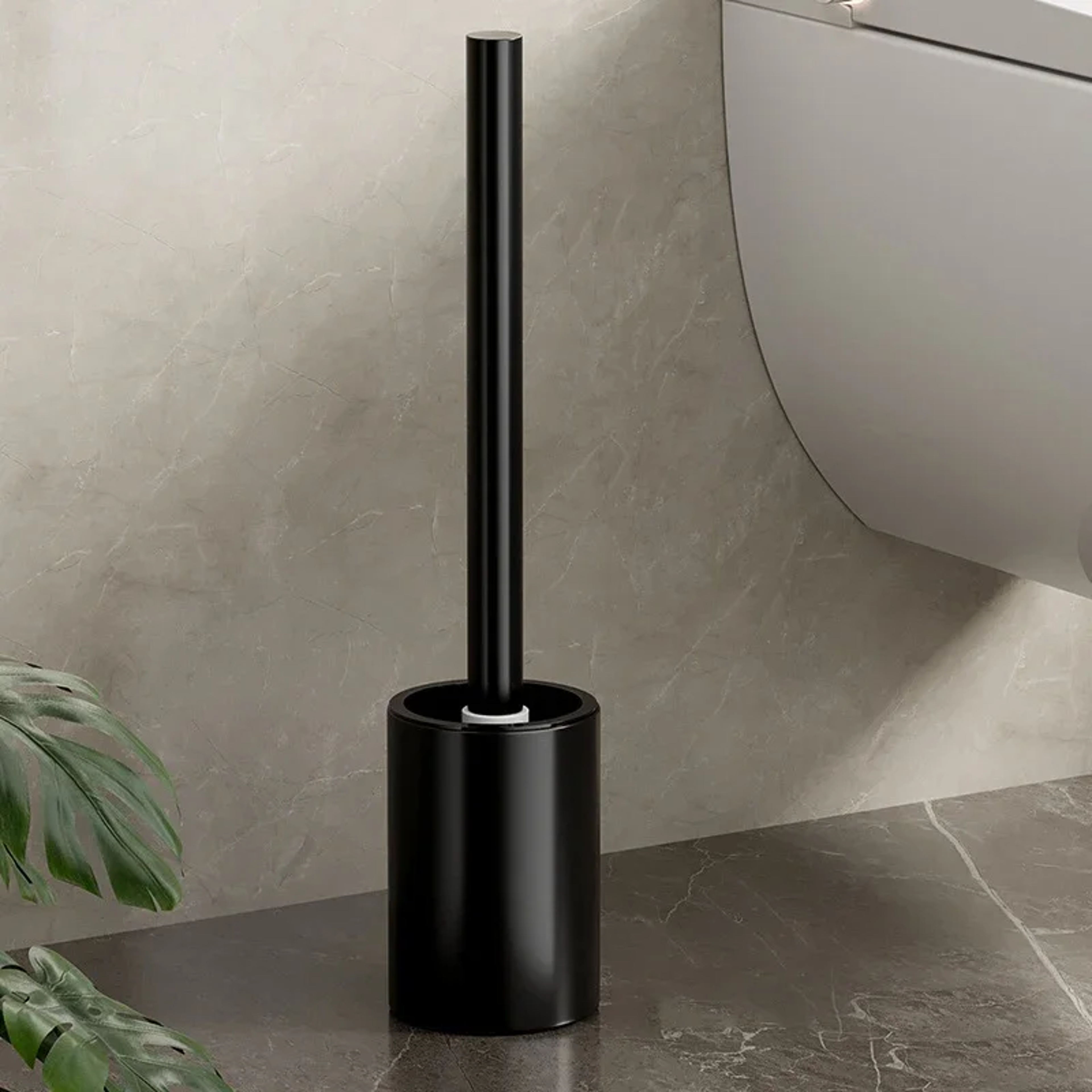 Space Aluminum Wall Mounted Toilet Brush Holder With No Drill Installation 4